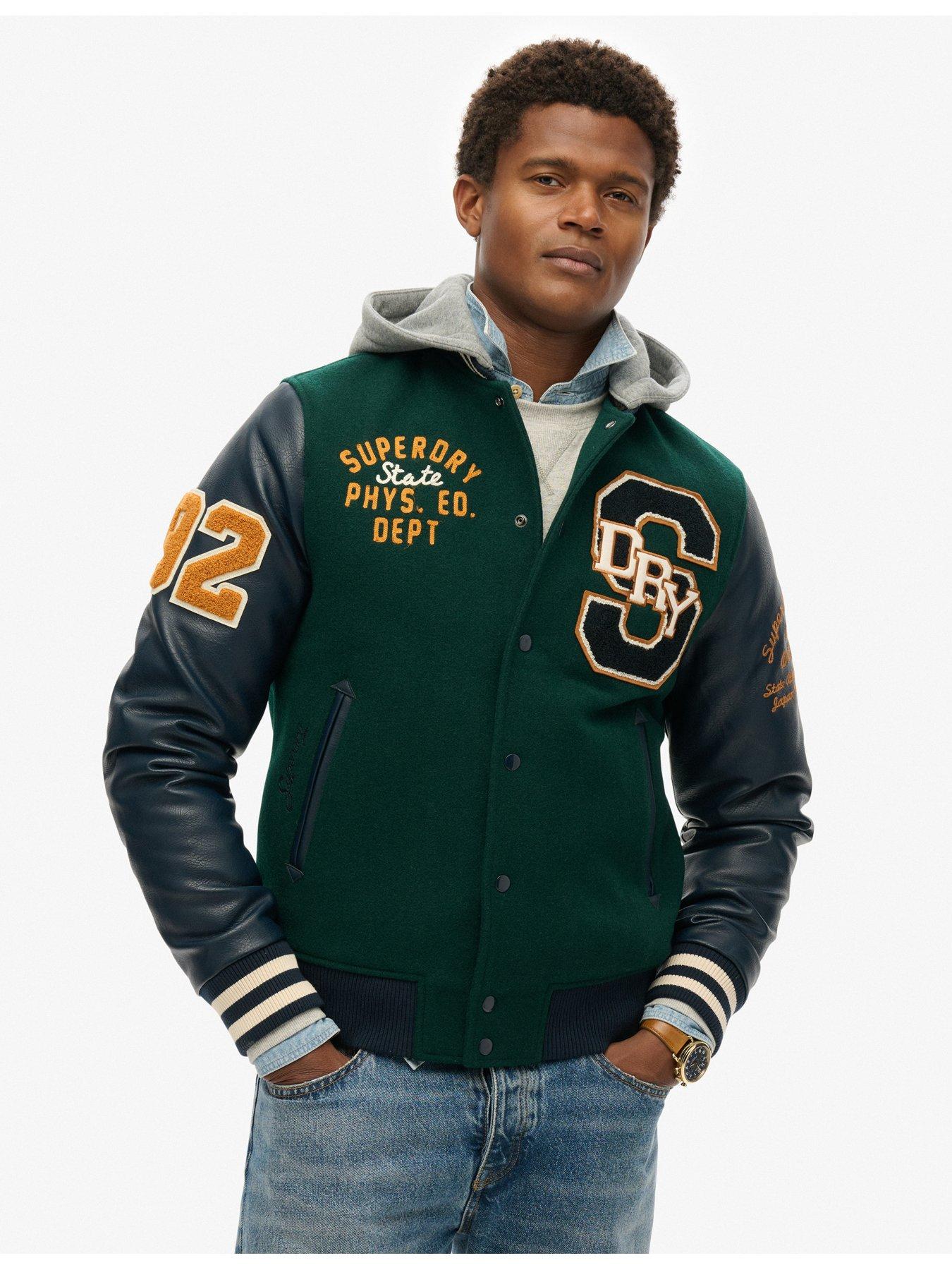 Image 4 of 6 of Superdry Collegiate Patchwork Bomber Jacket - Dark Green
