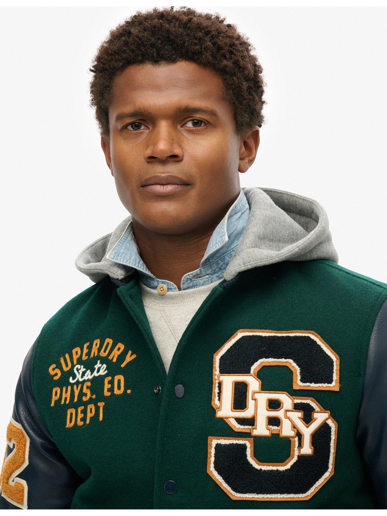 Image 5 of 6 of Superdry Collegiate Patchwork Bomber Jacket - Dark Green