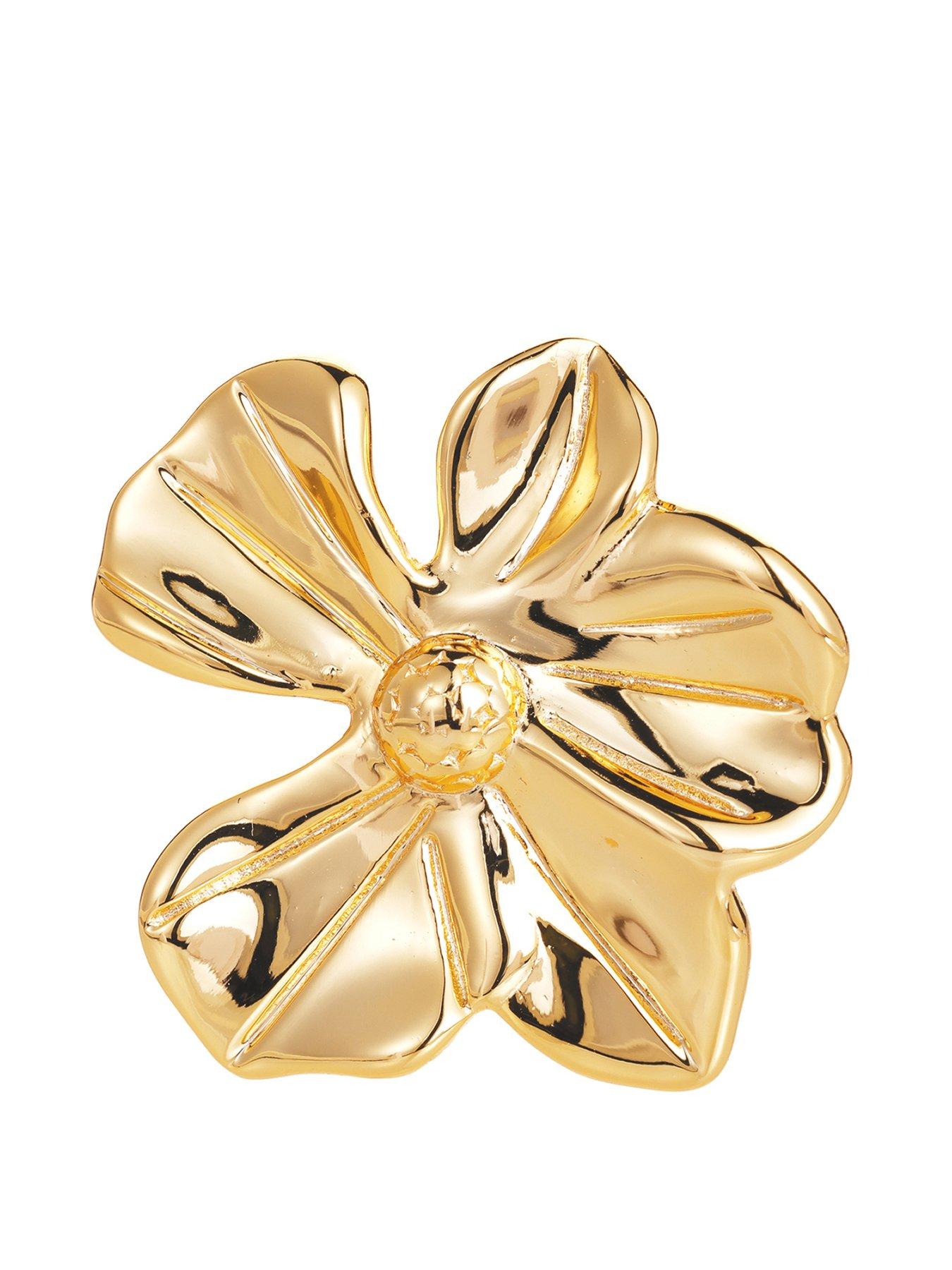 Image 1 of 4 of V by Very Gold Plated Statement Floral Ring