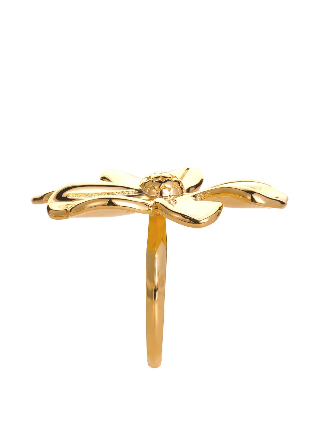 Image 2 of 4 of V by Very Gold Plated Statement Floral Ring