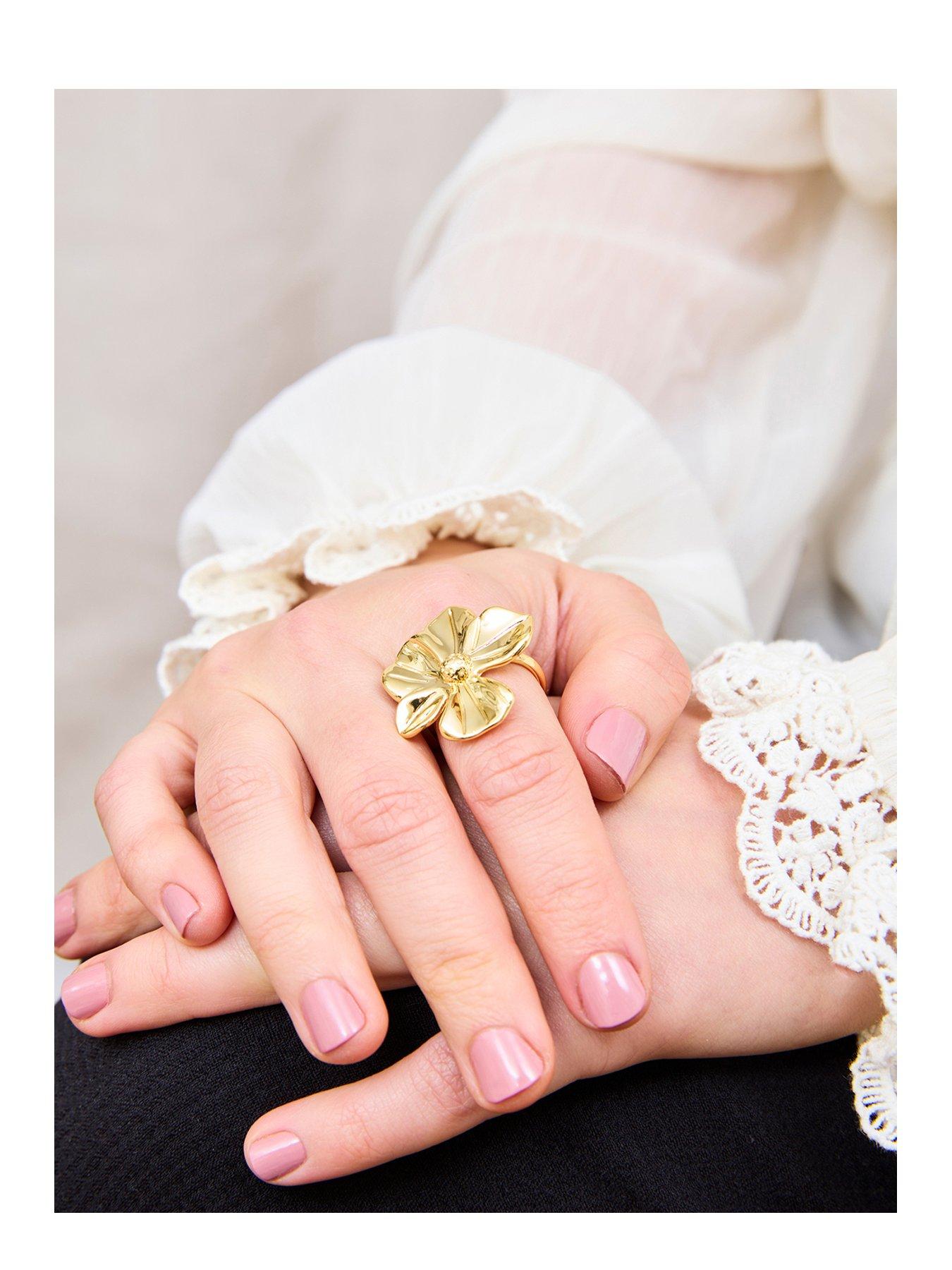 Image 3 of 4 of V by Very Gold Plated Statement Floral Ring