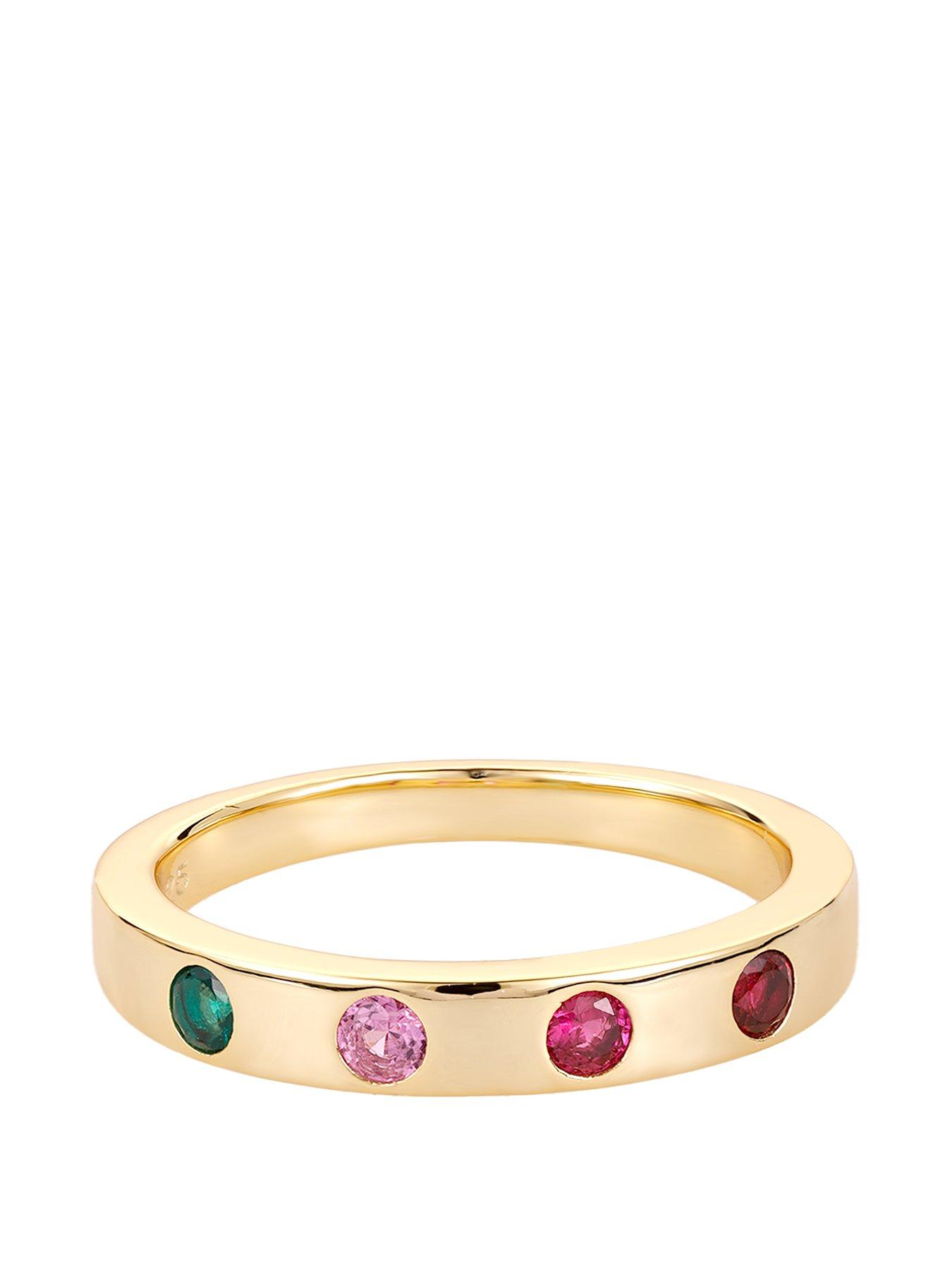 undefined Sterling Silver Gold Plated Multi CZ Ring