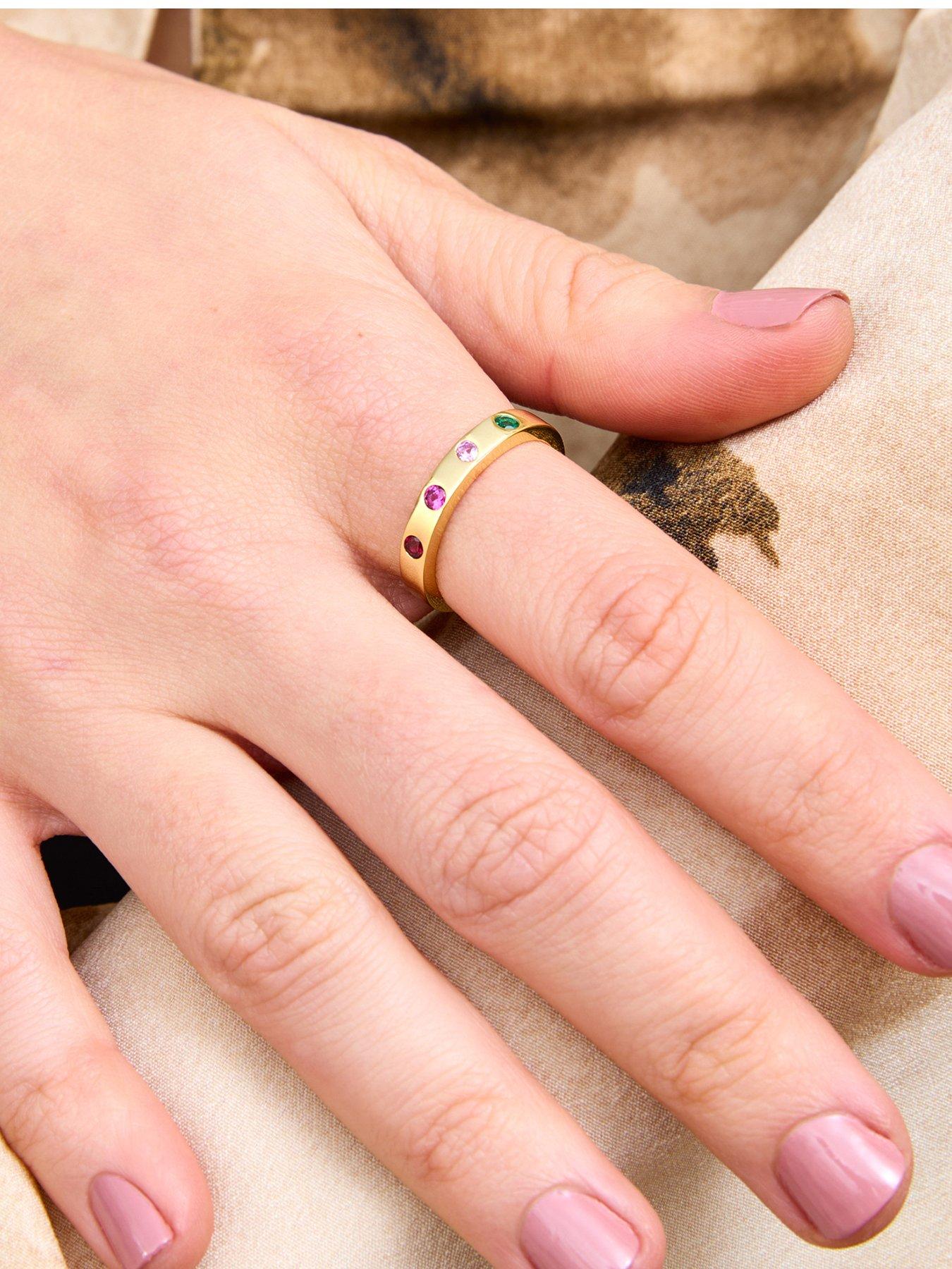 Image 2 of 5 of V by Very Sterling Silver Gold Plated Multi CZ Ring