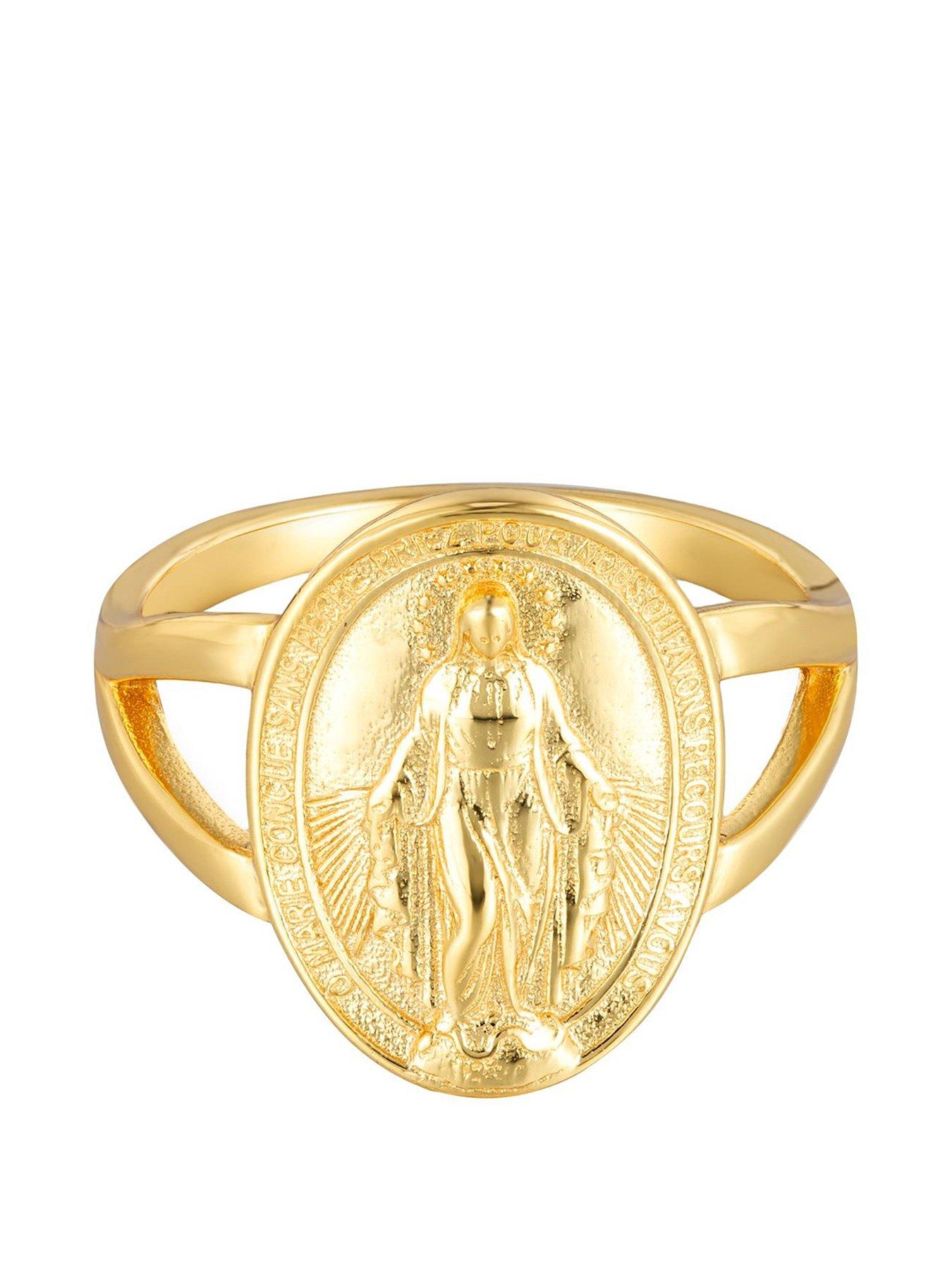 undefined Gold Plated Sterling Silver Miraculous Medal Ring