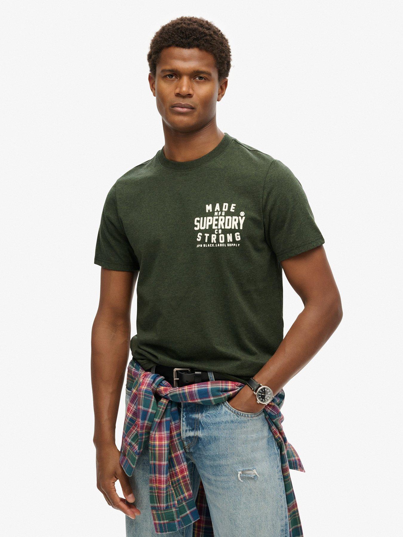 undefined Machined Goods Workwear Logo Short Sleeve T-Shirt - Khaki