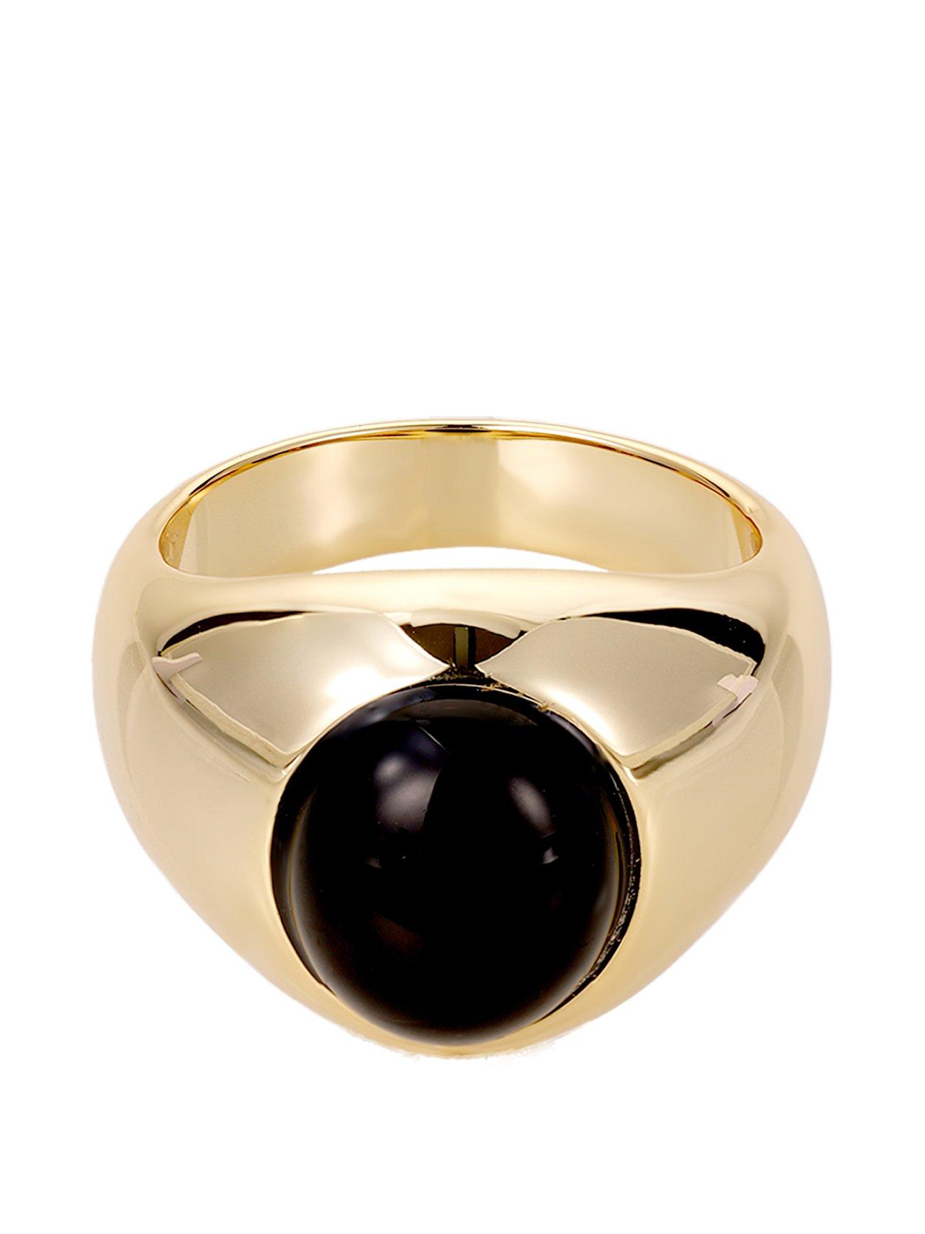 undefined Gold Plated Black Stone Ring