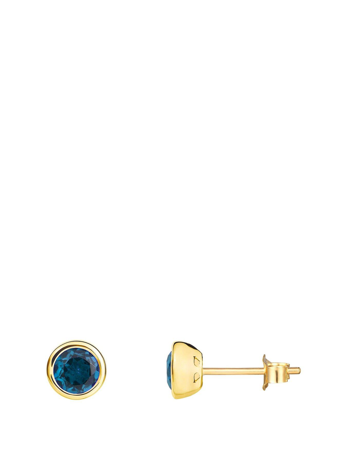 The Love Collection Gold Plated Sterling Silver Birthstone CZ Rubover Stud Earrings