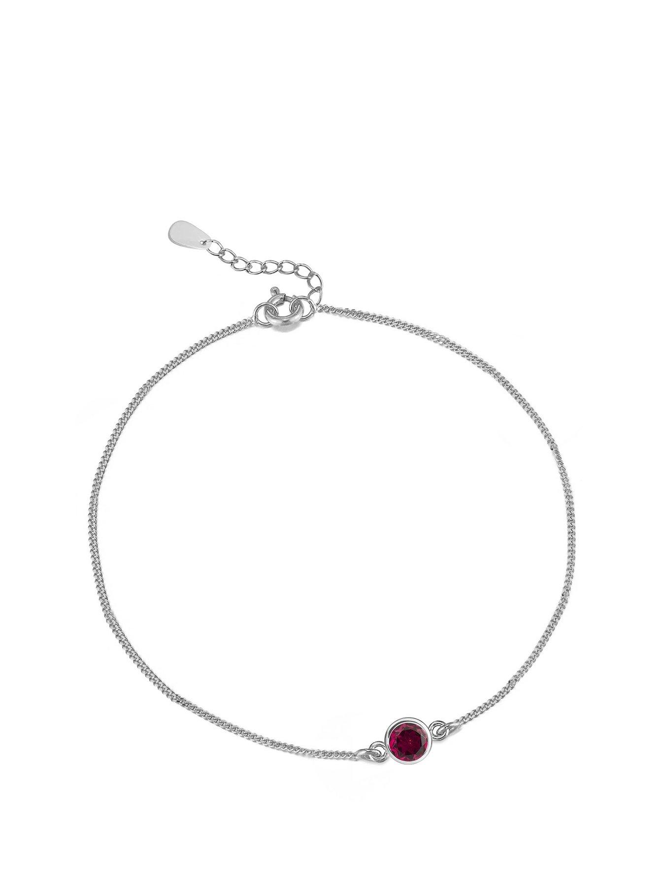 Product photograph of The Love Collection Sterling Silver Birthstone Cz Rubover Bracelet from very.co.uk