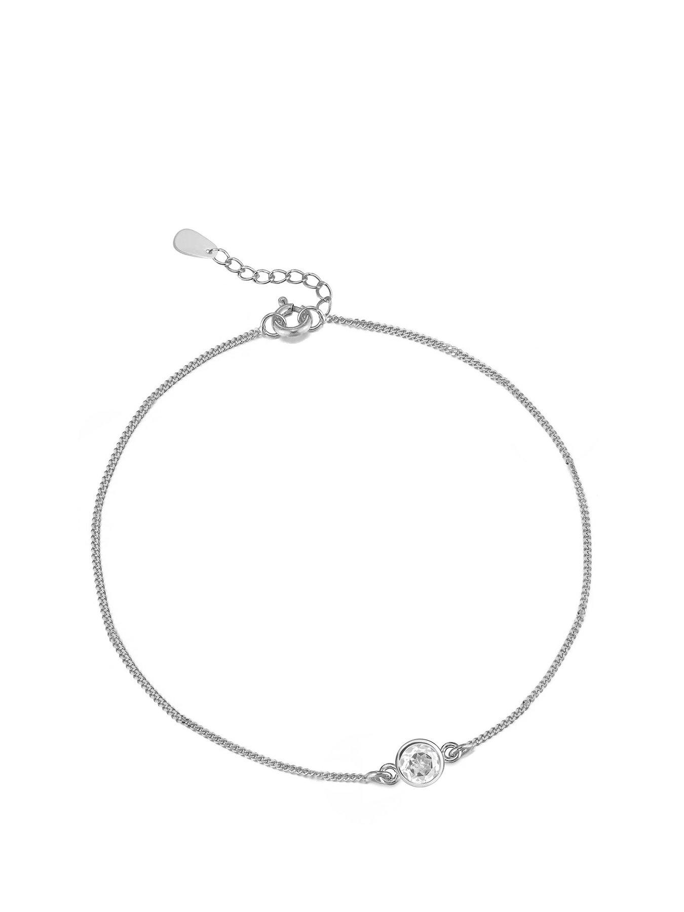 undefined Sterling Silver Birthstone CZ Rubover Bracelet