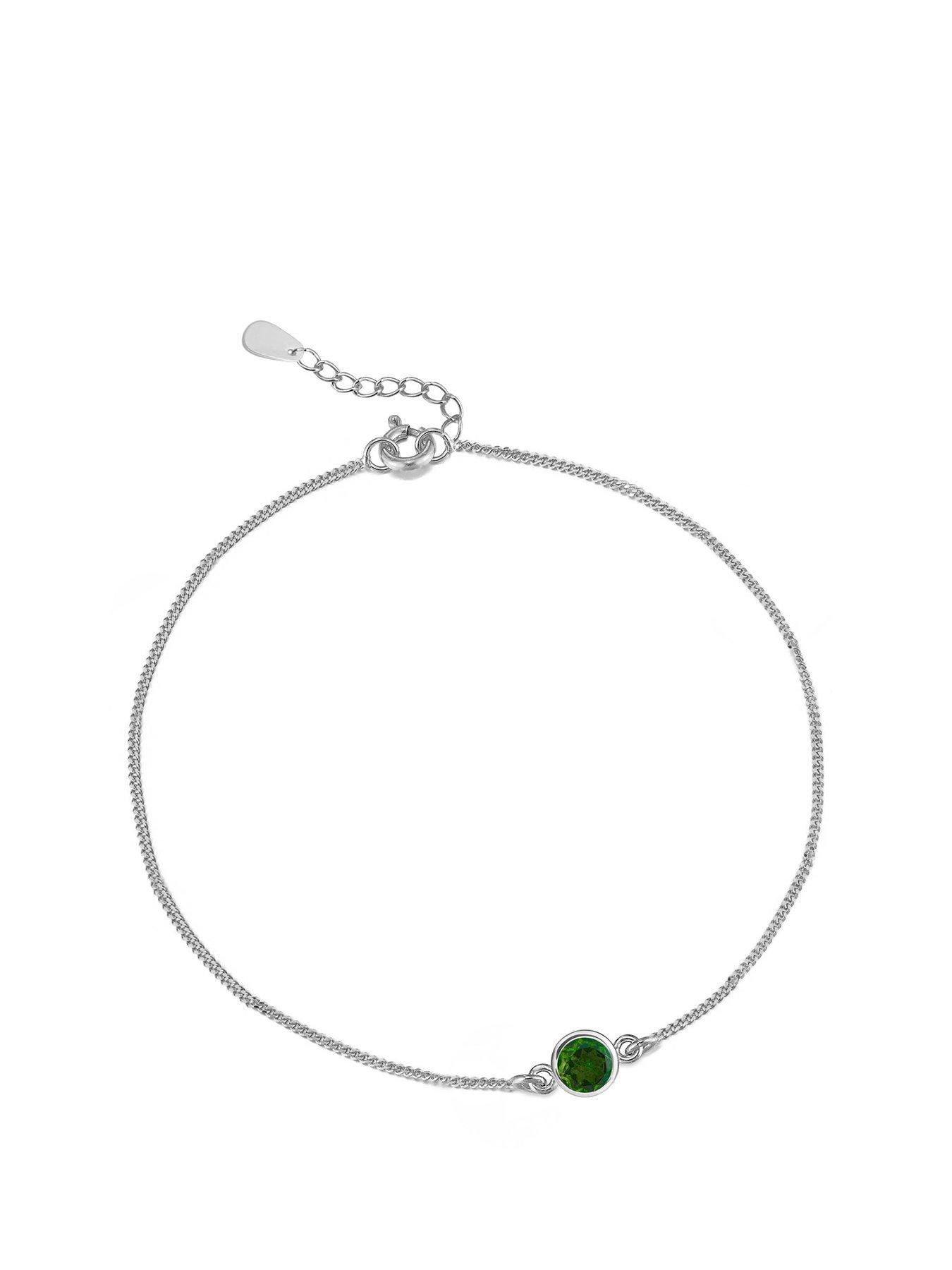 undefined Sterling Silver Birthstone CZ Rubover Bracelet