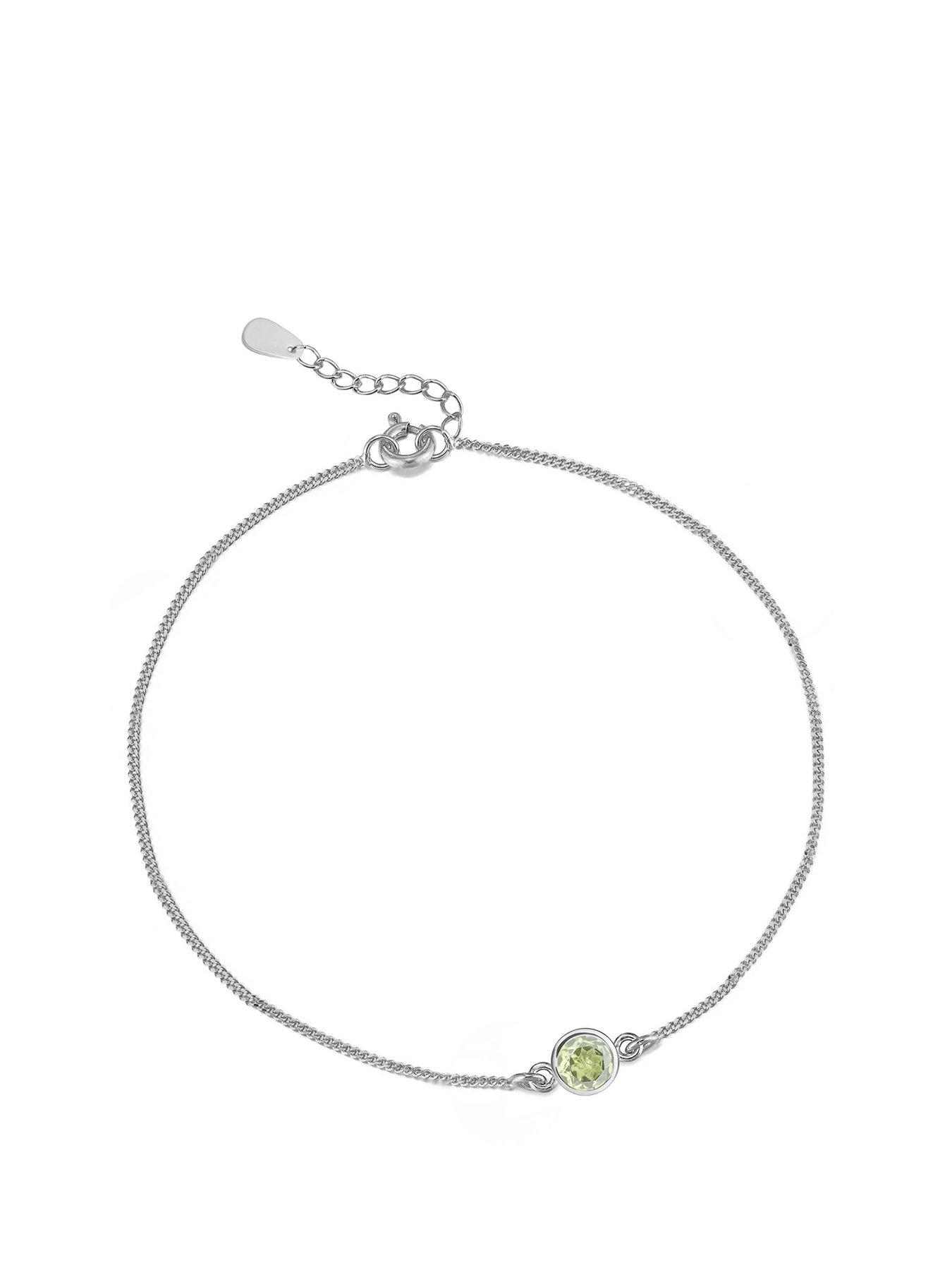 undefined Sterling Silver Birthstone CZ Rubover Bracelet