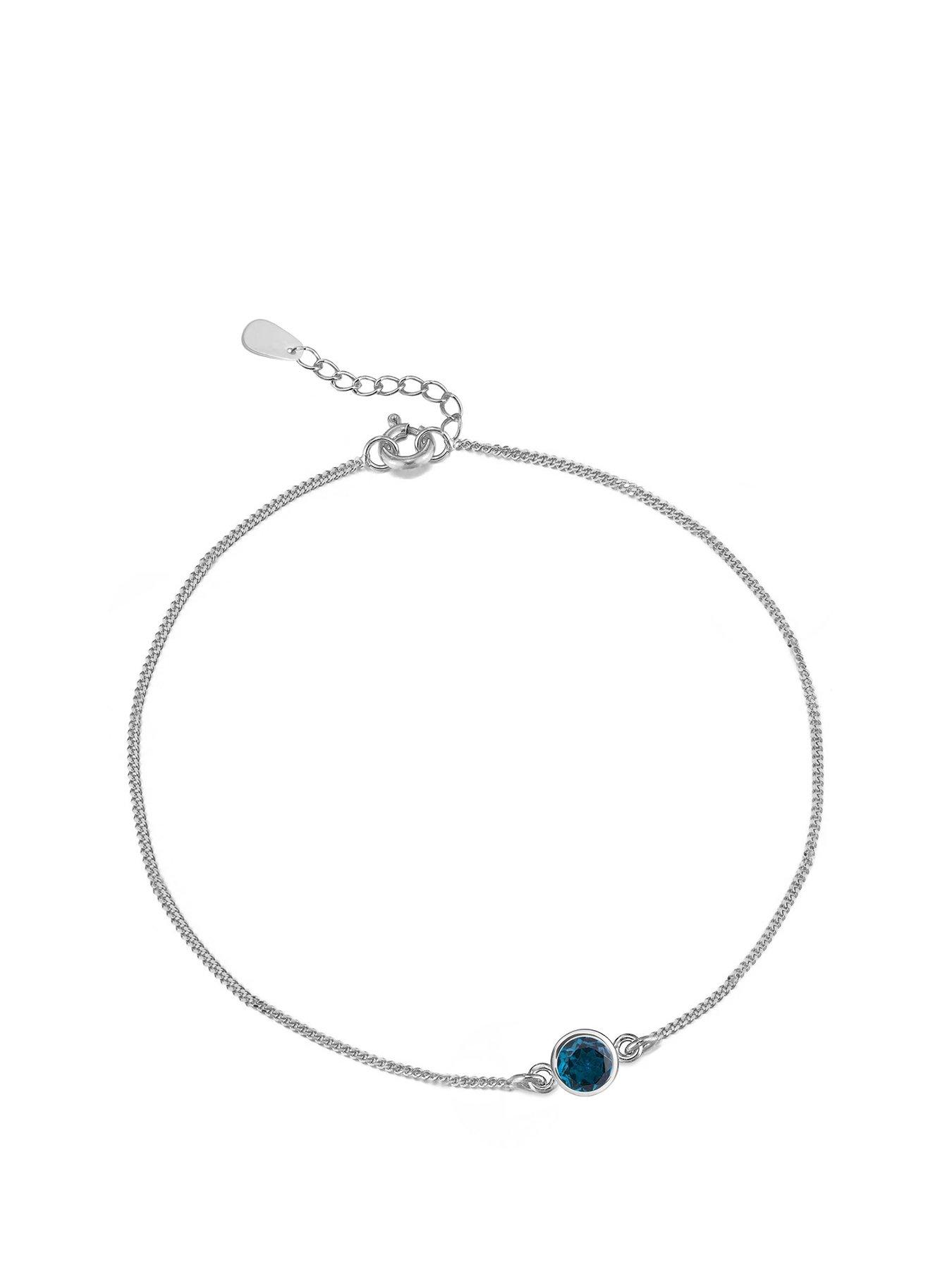 undefined Sterling Silver Birthstone CZ Rubover Bracelet