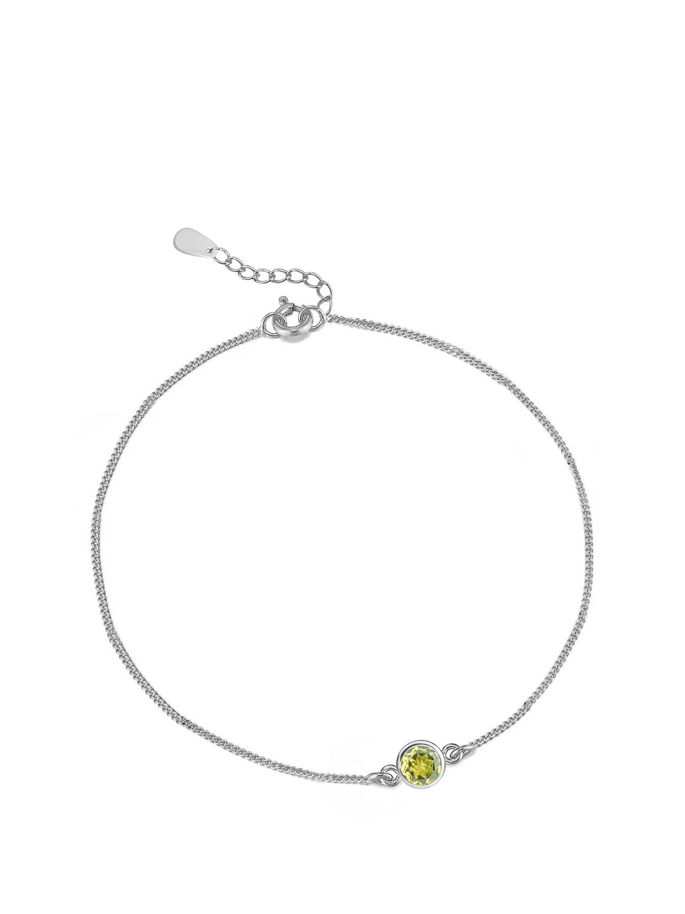 undefined Sterling Silver Birthstone CZ Rubover Bracelet