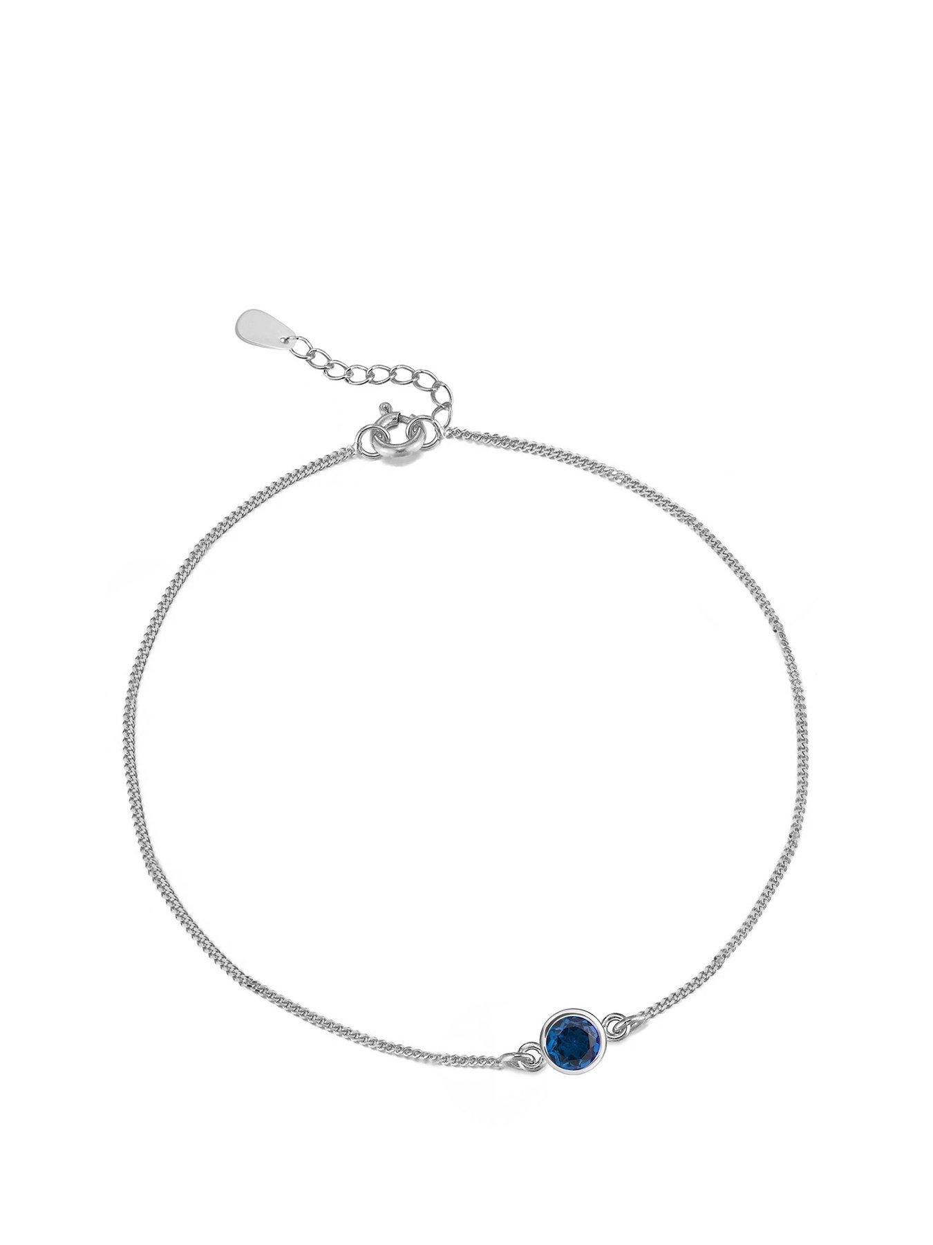 undefined Sterling Silver Birthstone CZ Rubover Bracelet