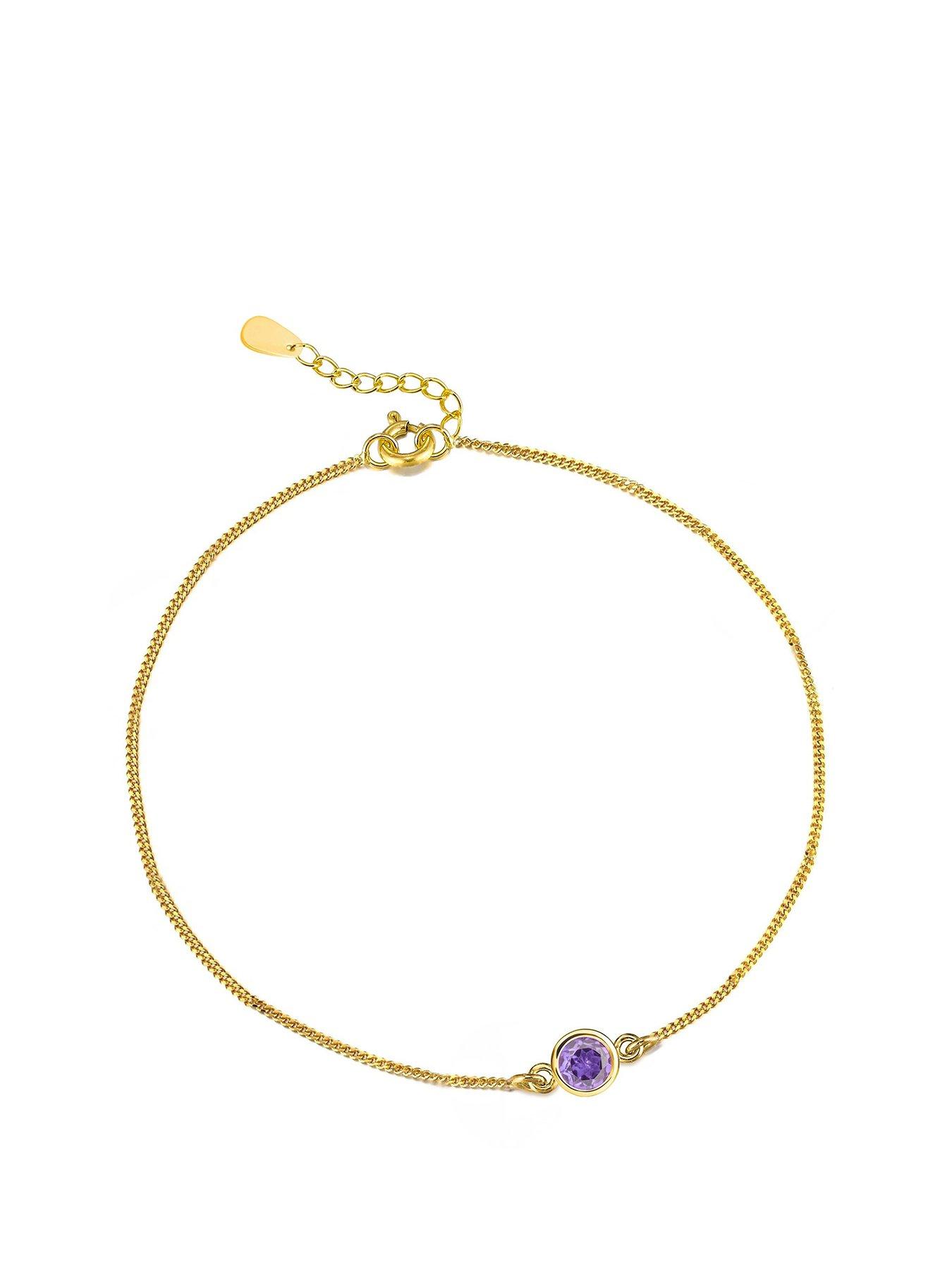 undefined Gold Plated Sterling Silver Birthstone CZ Rubover Bracelet