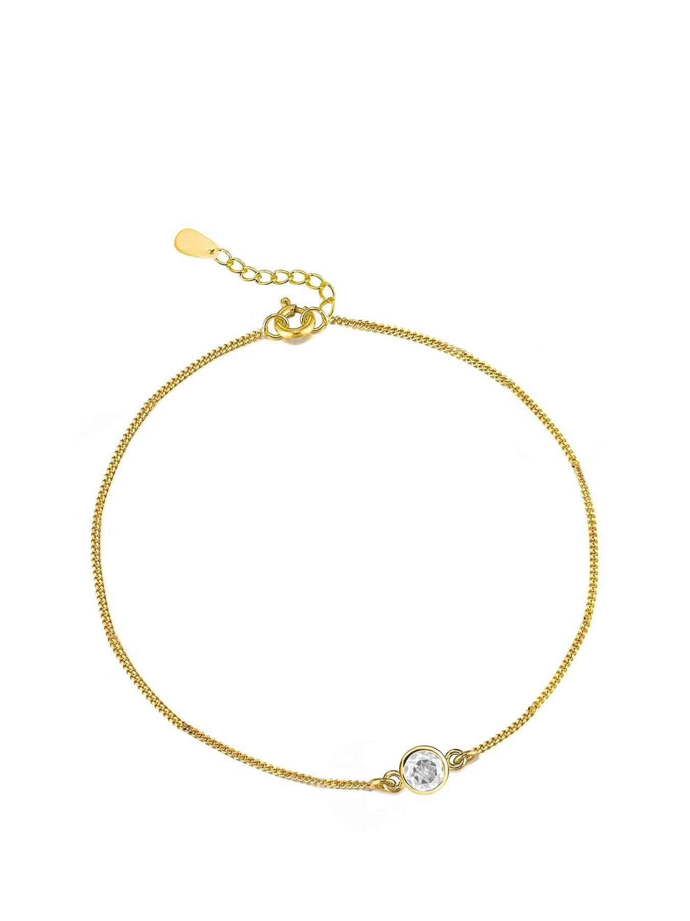 undefined Gold Plated Sterling Silver Birthstone CZ Rubover Bracelet