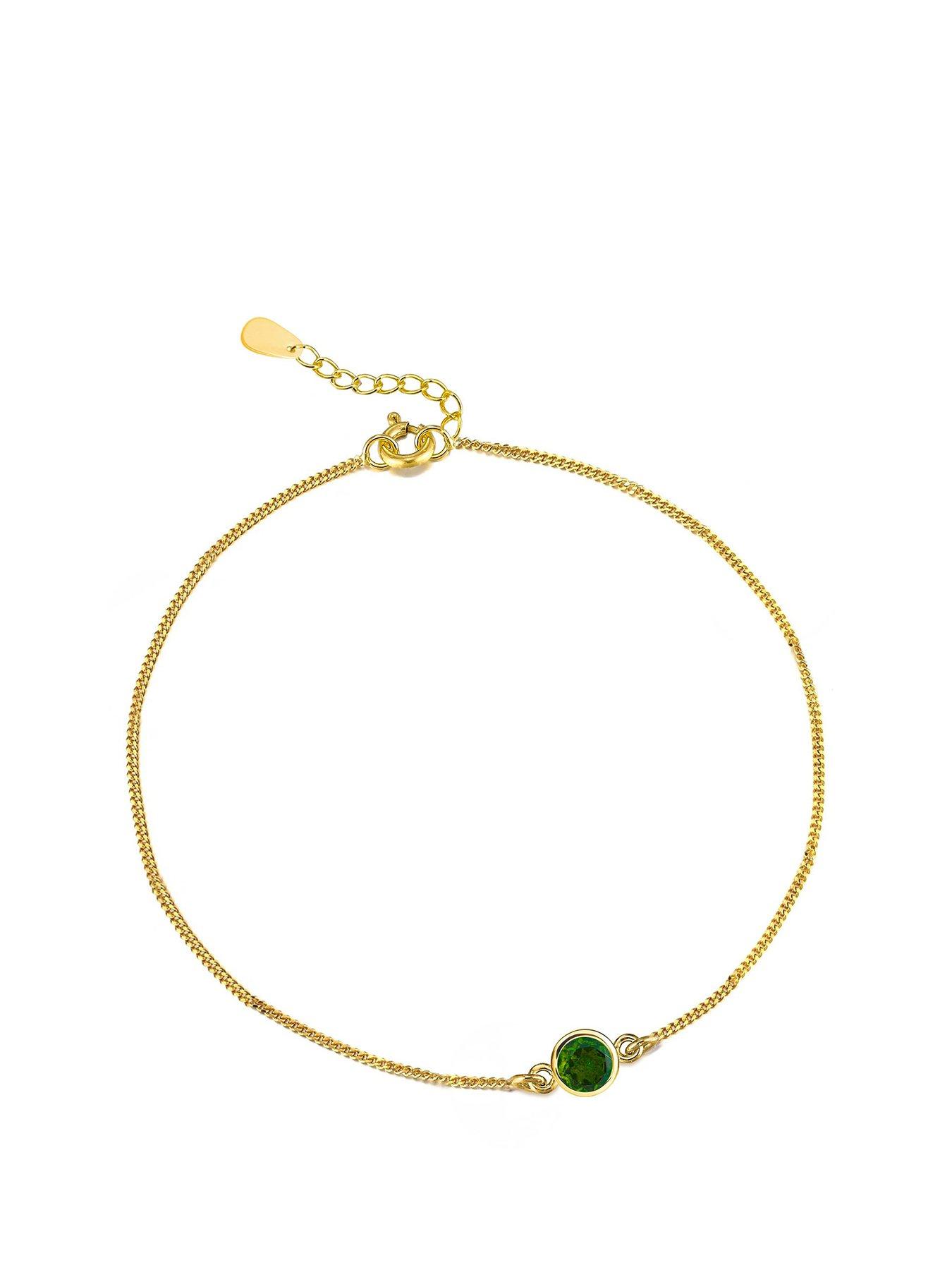 undefined Gold Plated Sterling Silver Birthstone CZ Rubover Bracelet