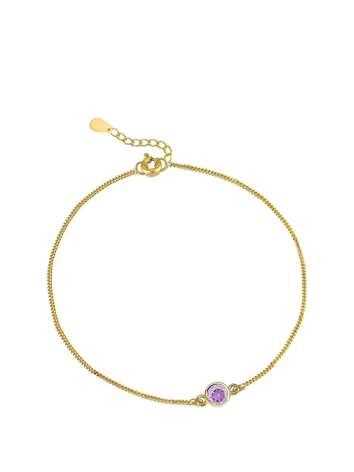 undefined Gold Plated Sterling Silver Birthstone CZ Rubover Bracelet