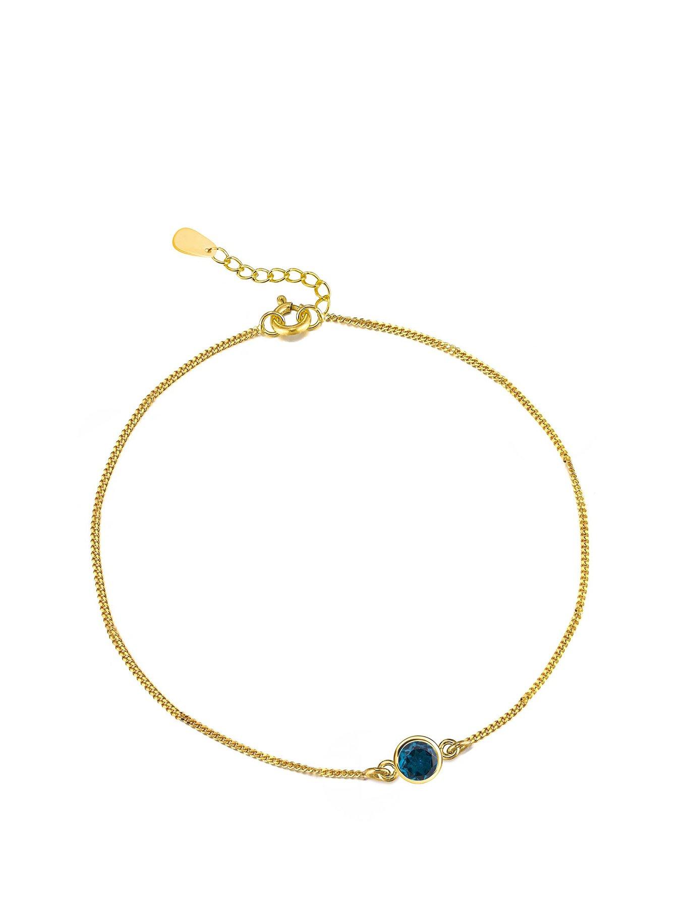 undefined Gold Plated Sterling Silver Birthstone CZ Rubover Bracelet