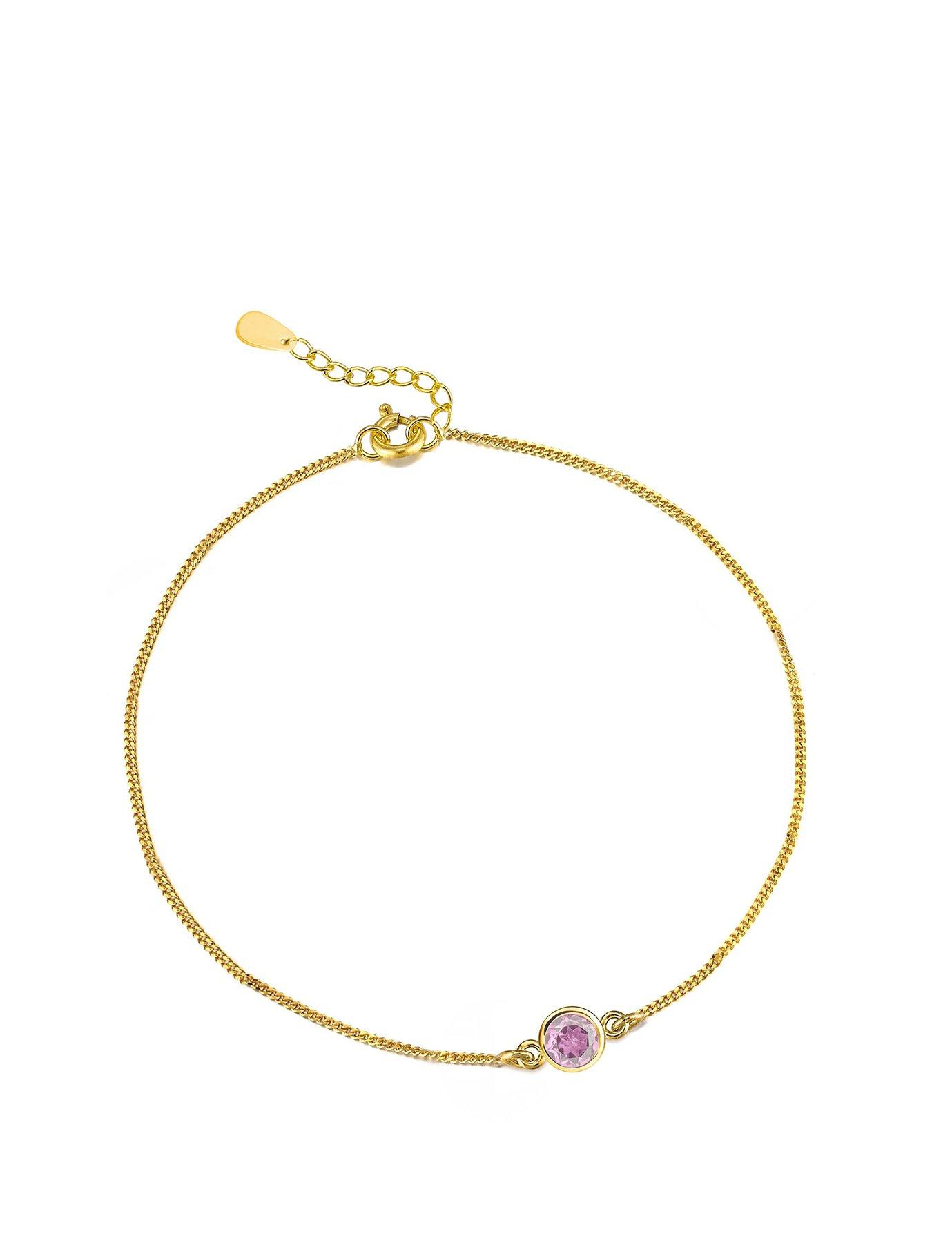 undefined Gold Plated Sterling Silver Birthstone CZ Rubover Bracelet