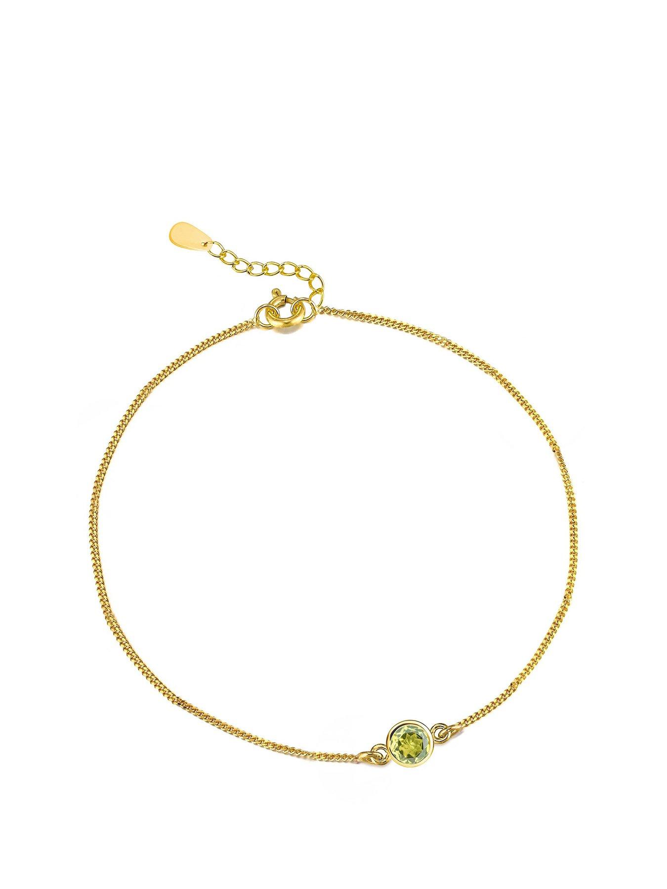 undefined Gold Plated Sterling Silver Birthstone CZ Rubover Bracelet