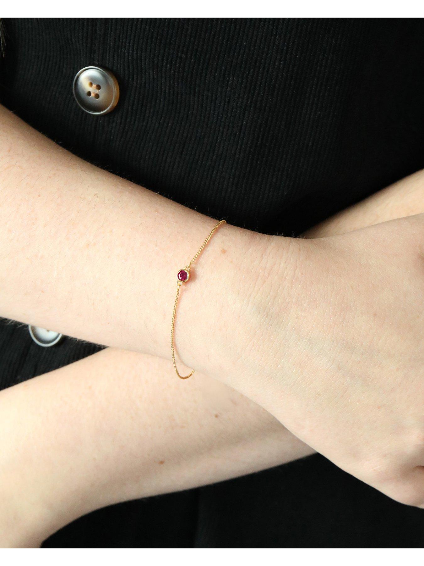 Image 2 of 2 of The Love Collection Gold Plated Sterling Silver Birthstone CZ Rubover Bracelet