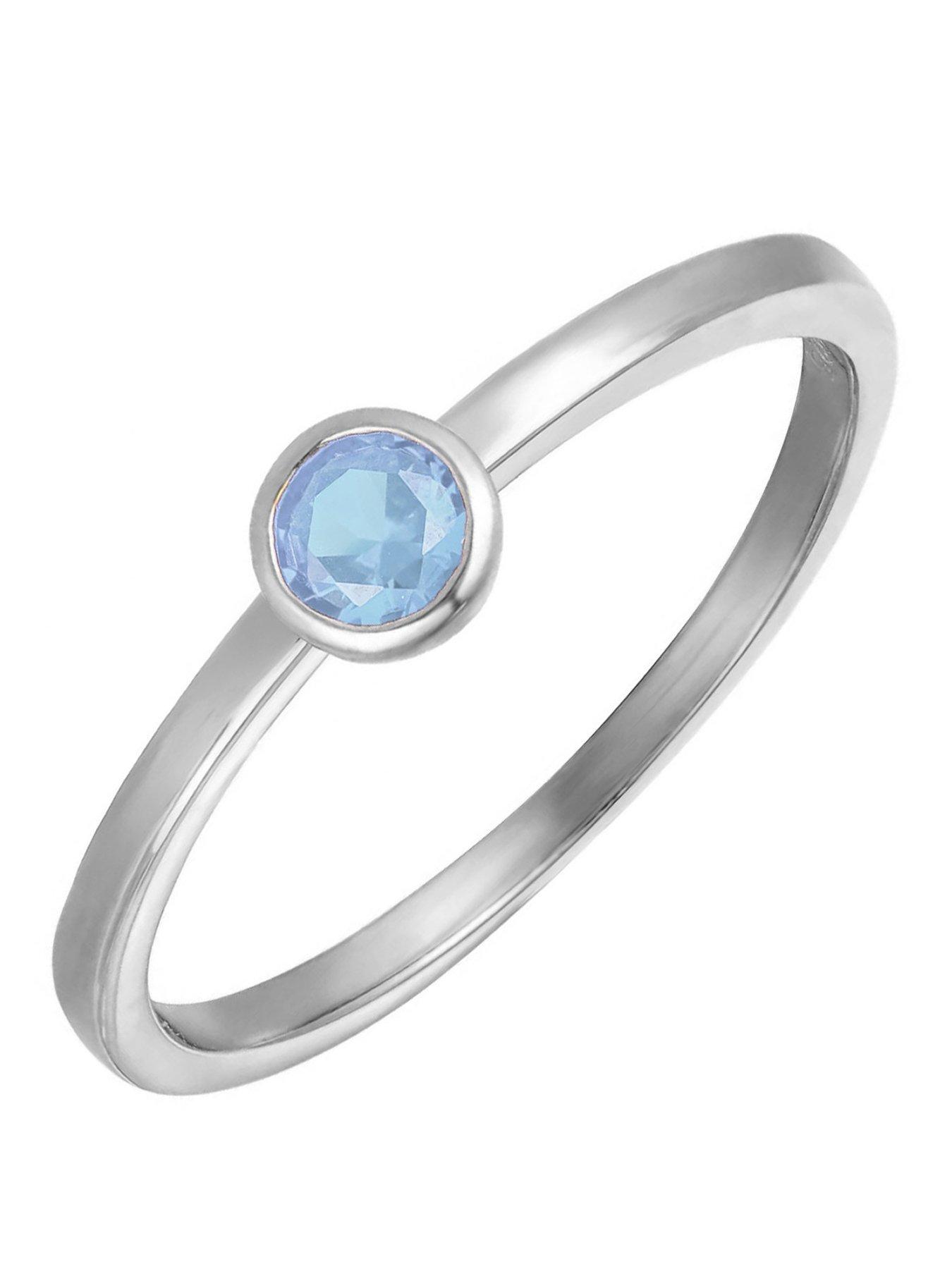 The Love Collection Sterling Silver Birthstone CZ Rubover Ring