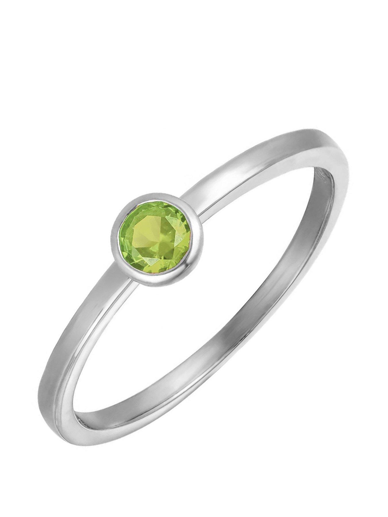 undefined Sterling Silver Birthstone CZ Rubover Ring