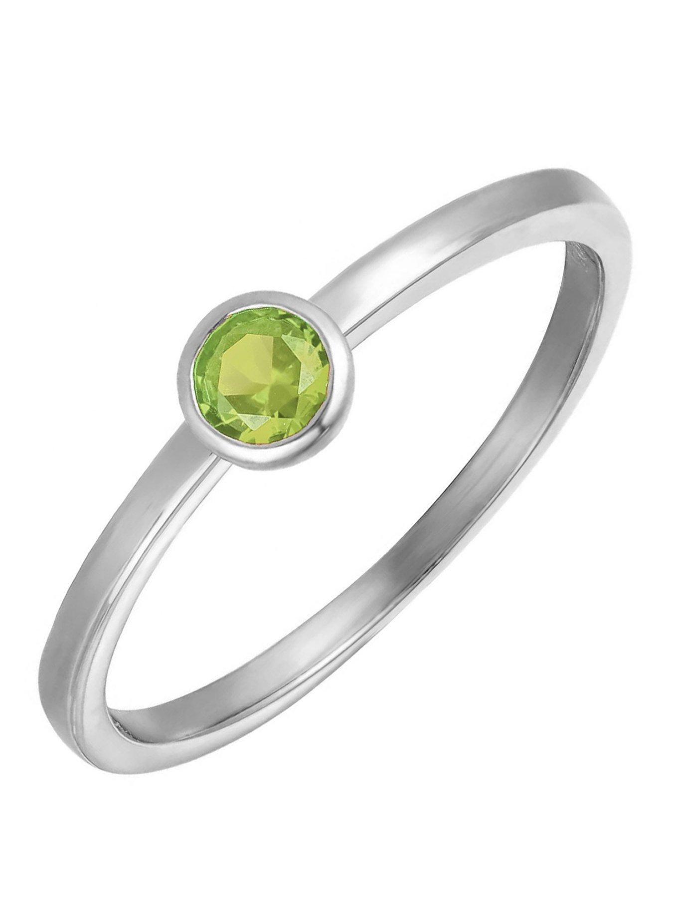 The Love Collection Sterling Silver Birthstone CZ Rubover Ring