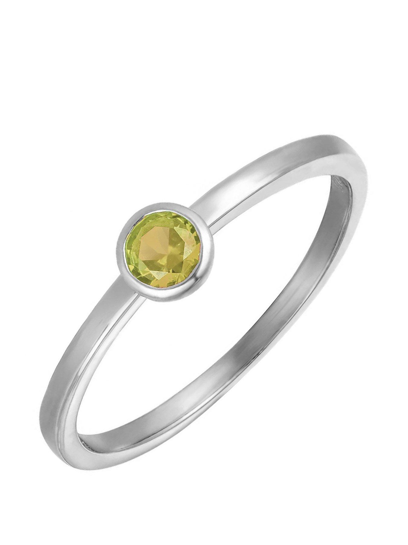 undefined Sterling Silver Birthstone CZ Rubover Ring