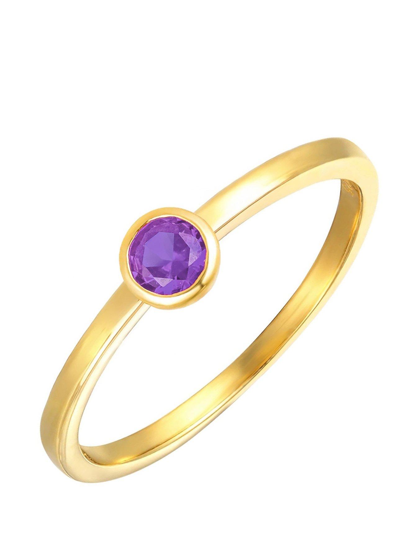 The Love Collection Gold Plated Sterling Silver Birthstone CZ Rubover Ring