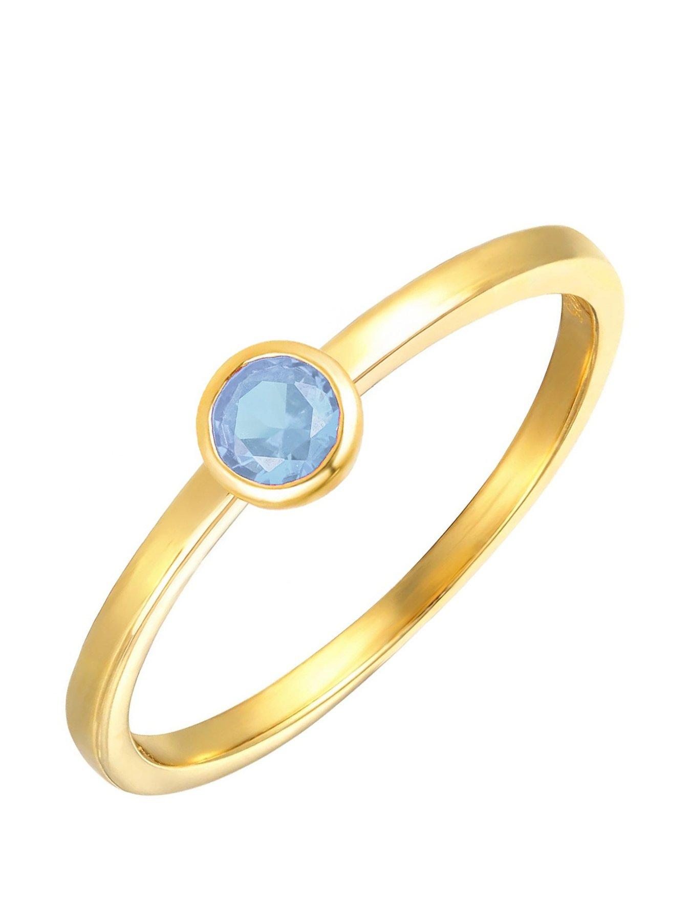 undefined Gold Plated Sterling Silver Birthstone CZ Rubover Ring