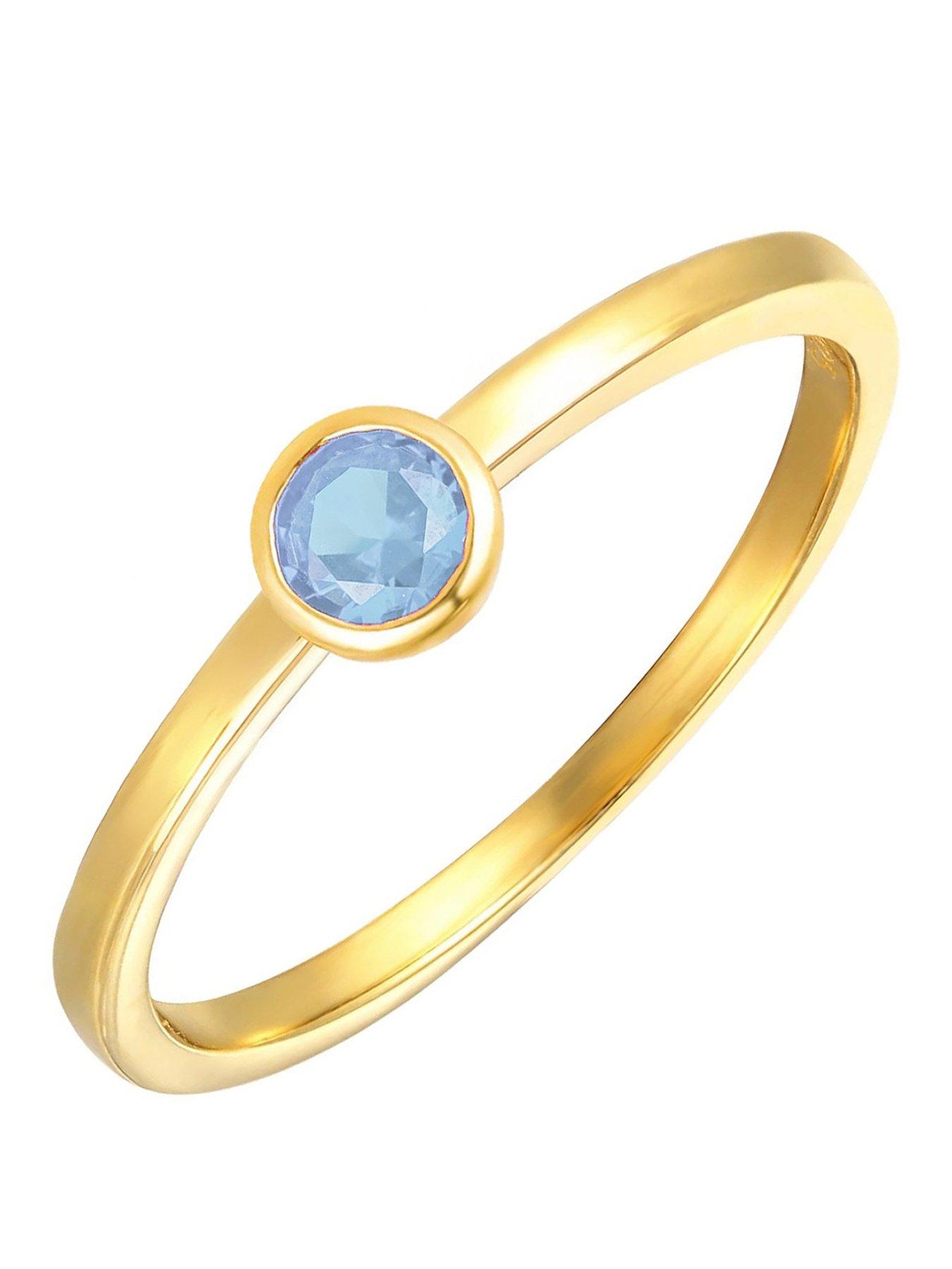 The Love Collection Gold Plated Sterling Silver Birthstone CZ Rubover Ring