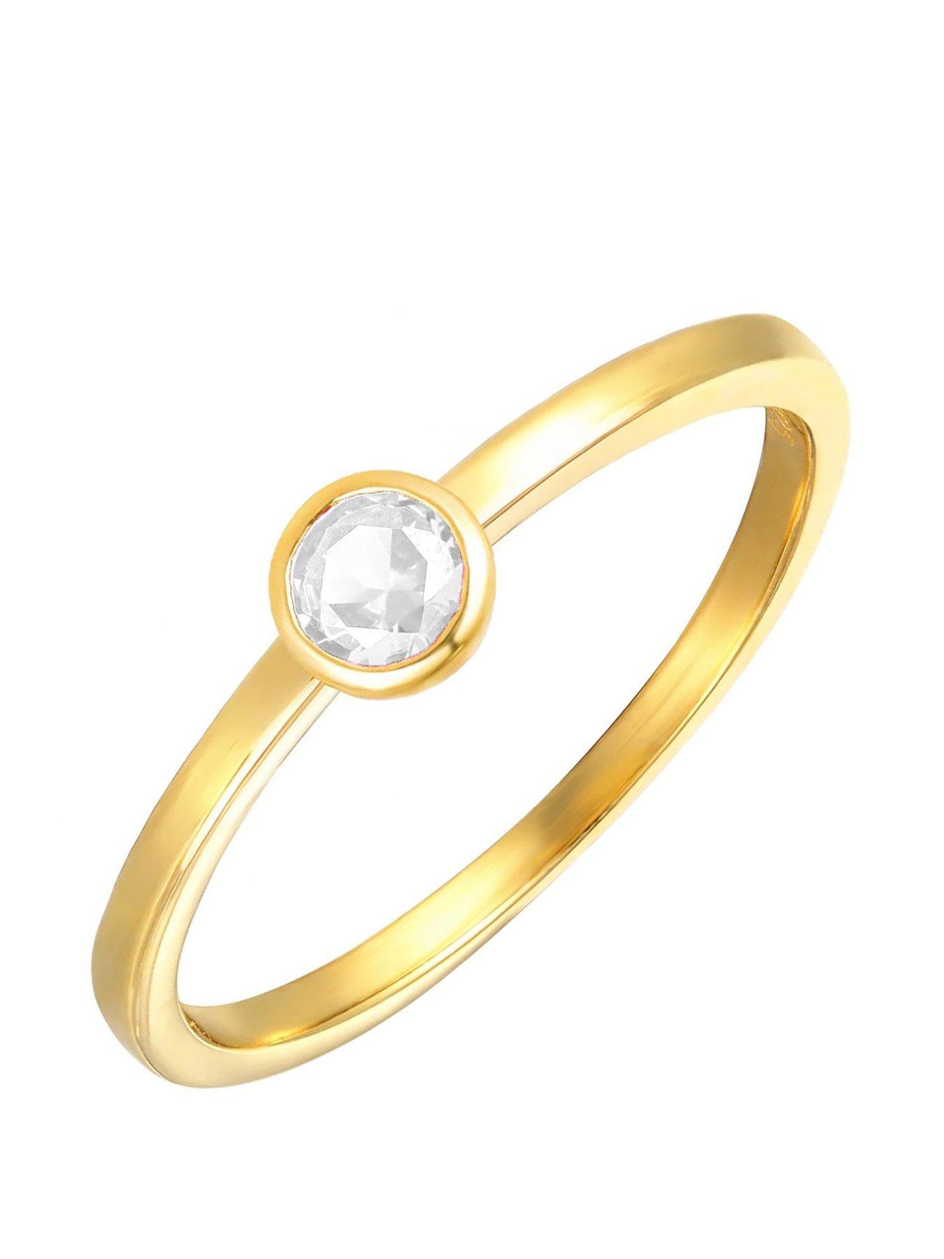 The Love Collection Gold Plated Sterling Silver Birthstone CZ Rubover Ring