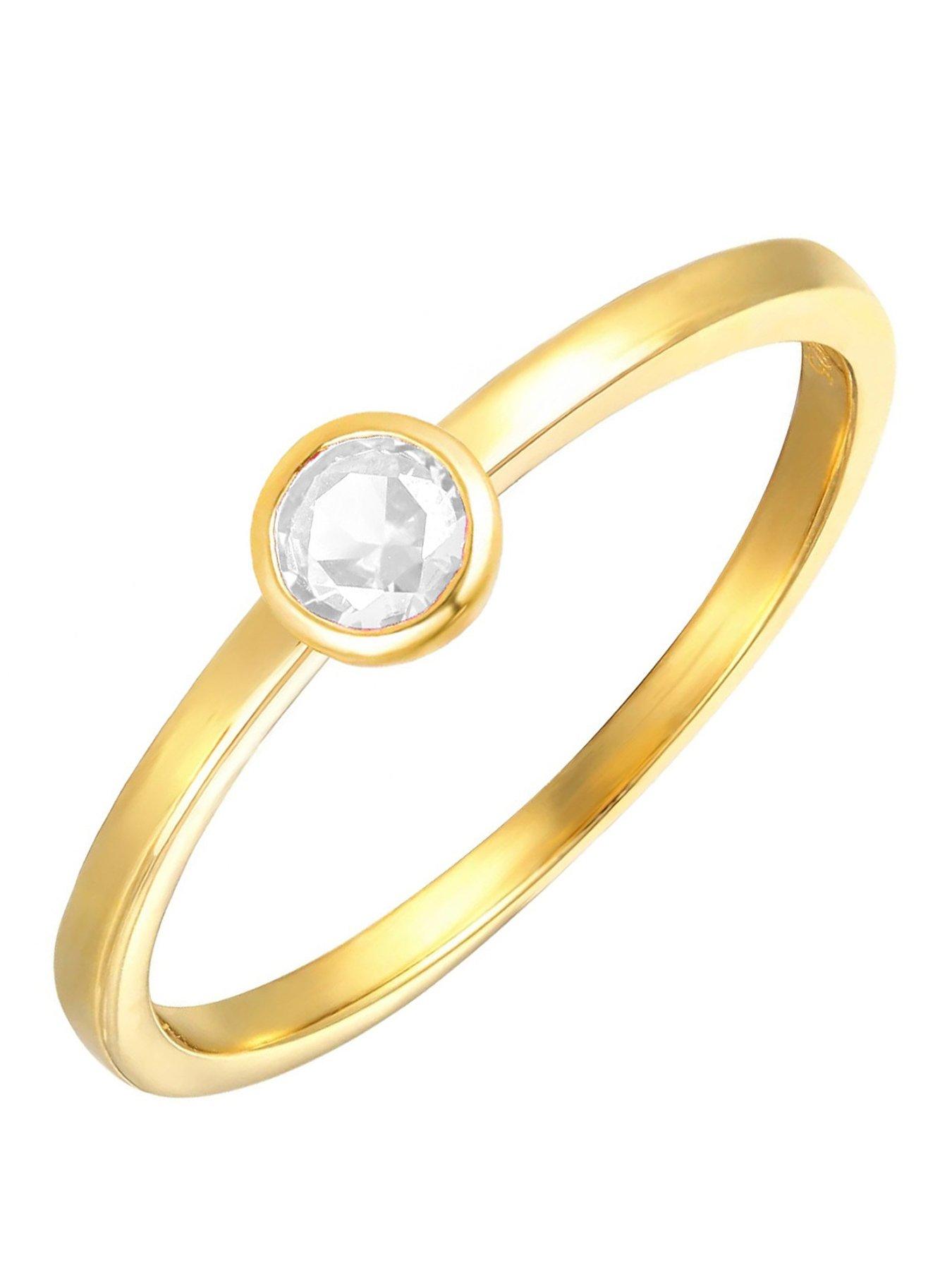 The Love Collection Gold Plated Sterling Silver Birthstone CZ Rubover Ring
