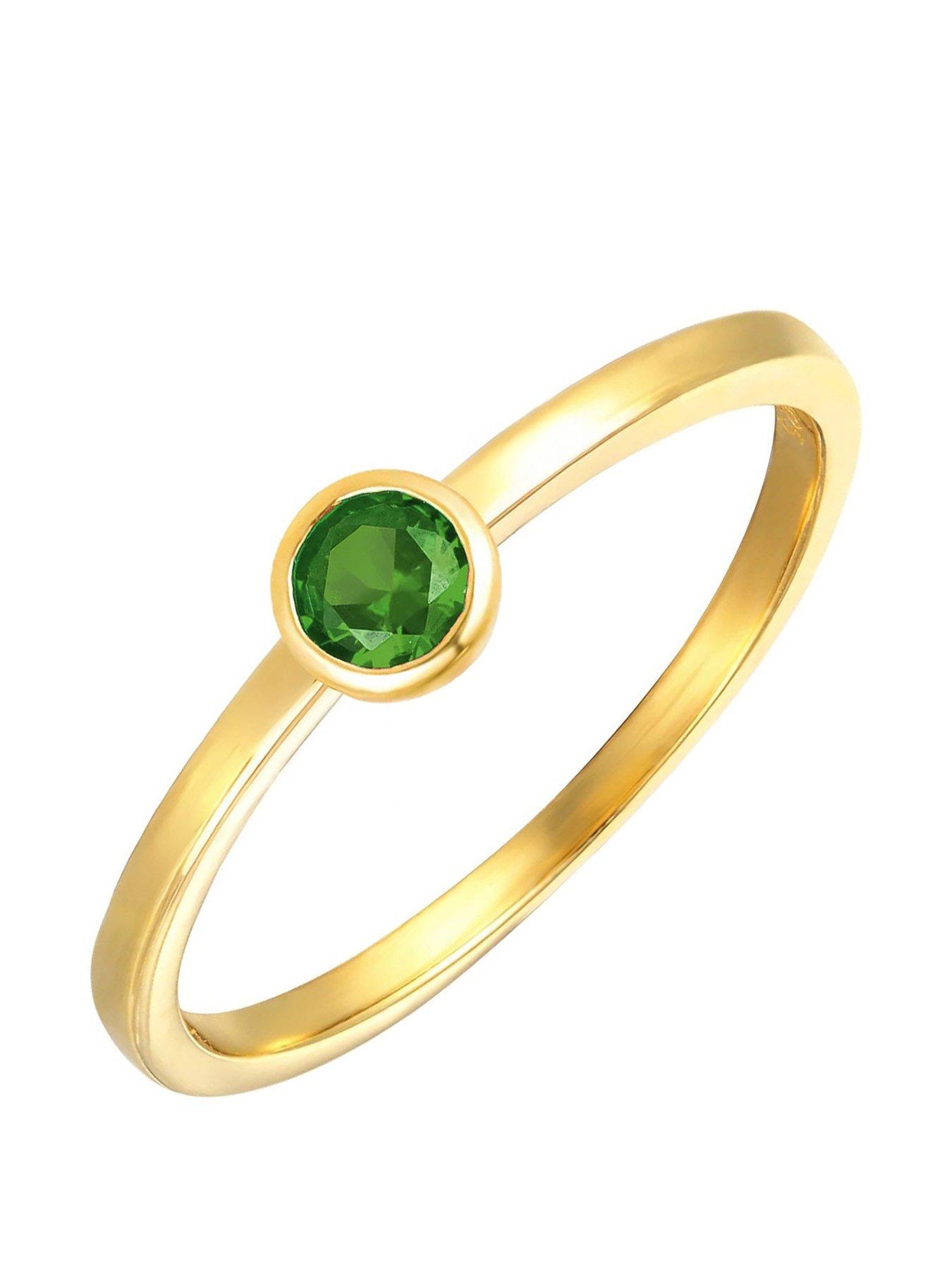The Love Collection Gold Plated Sterling Silver Birthstone CZ Rubover Ring