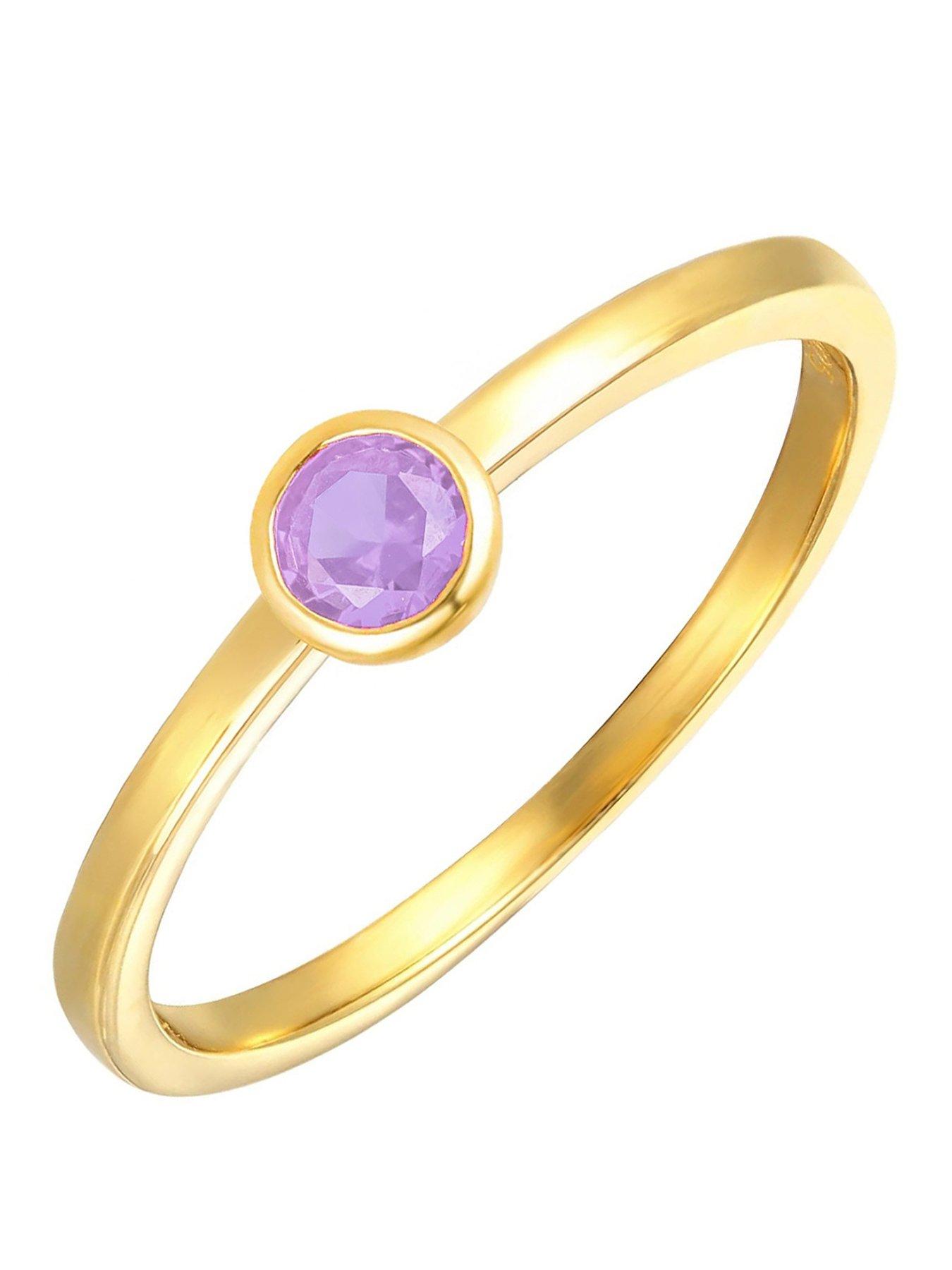the-love-collection-gold-plated-sterling-silver-birthstone-cz-rubover-ring