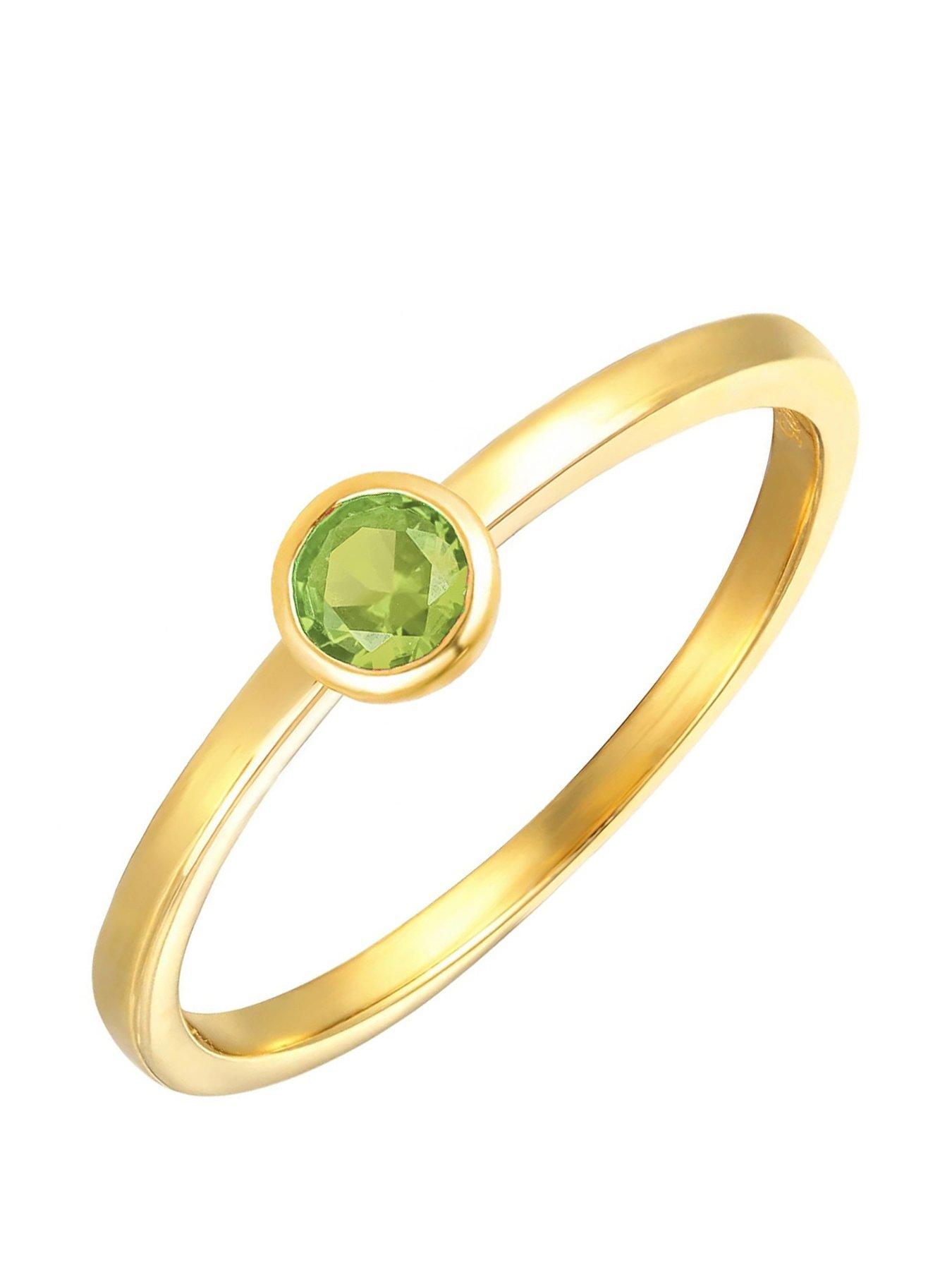 undefined Gold Plated Sterling Silver Birthstone CZ Rubover Ring