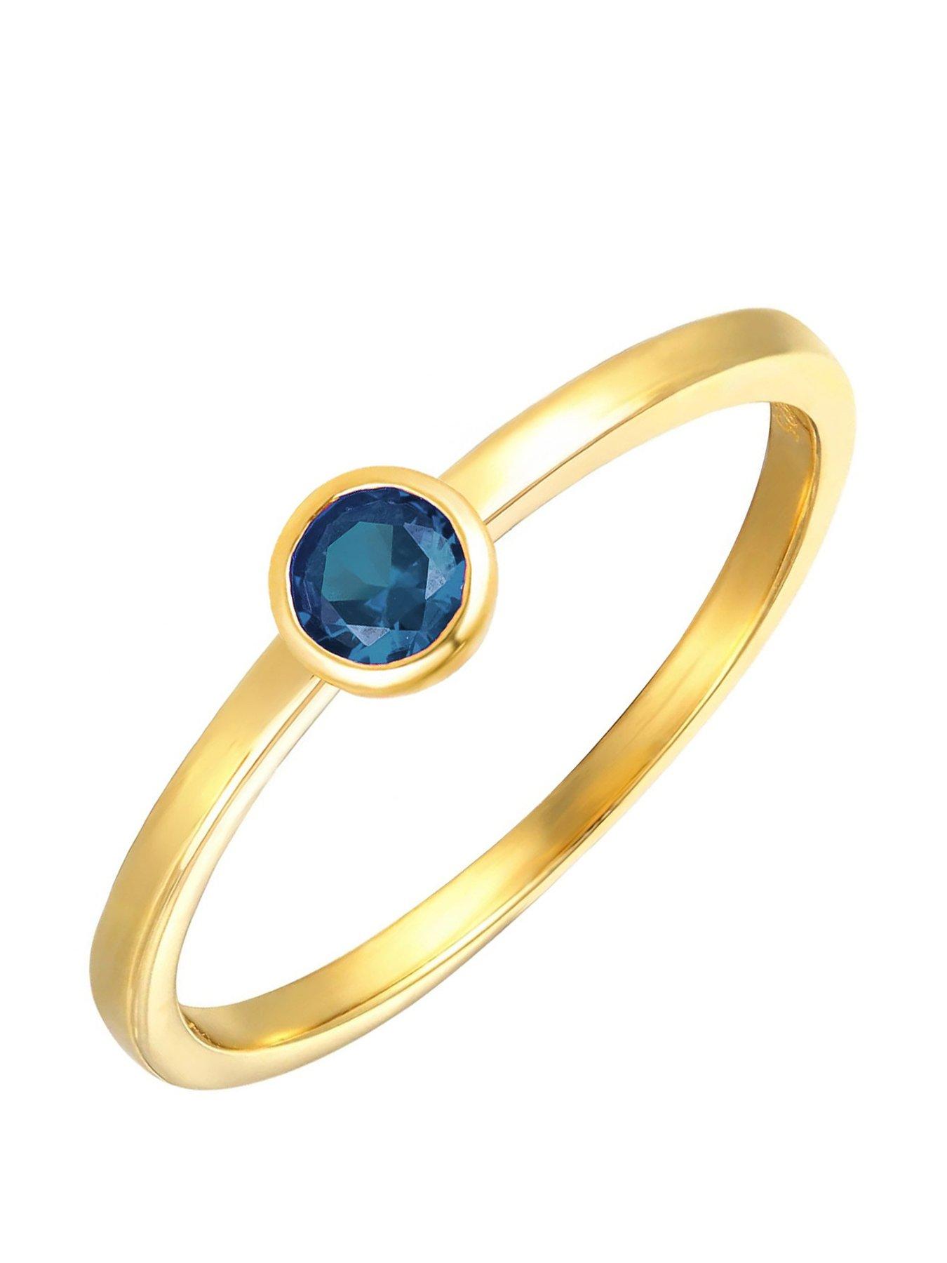 undefined Gold Plated Sterling Silver Birthstone CZ Rubover Ring