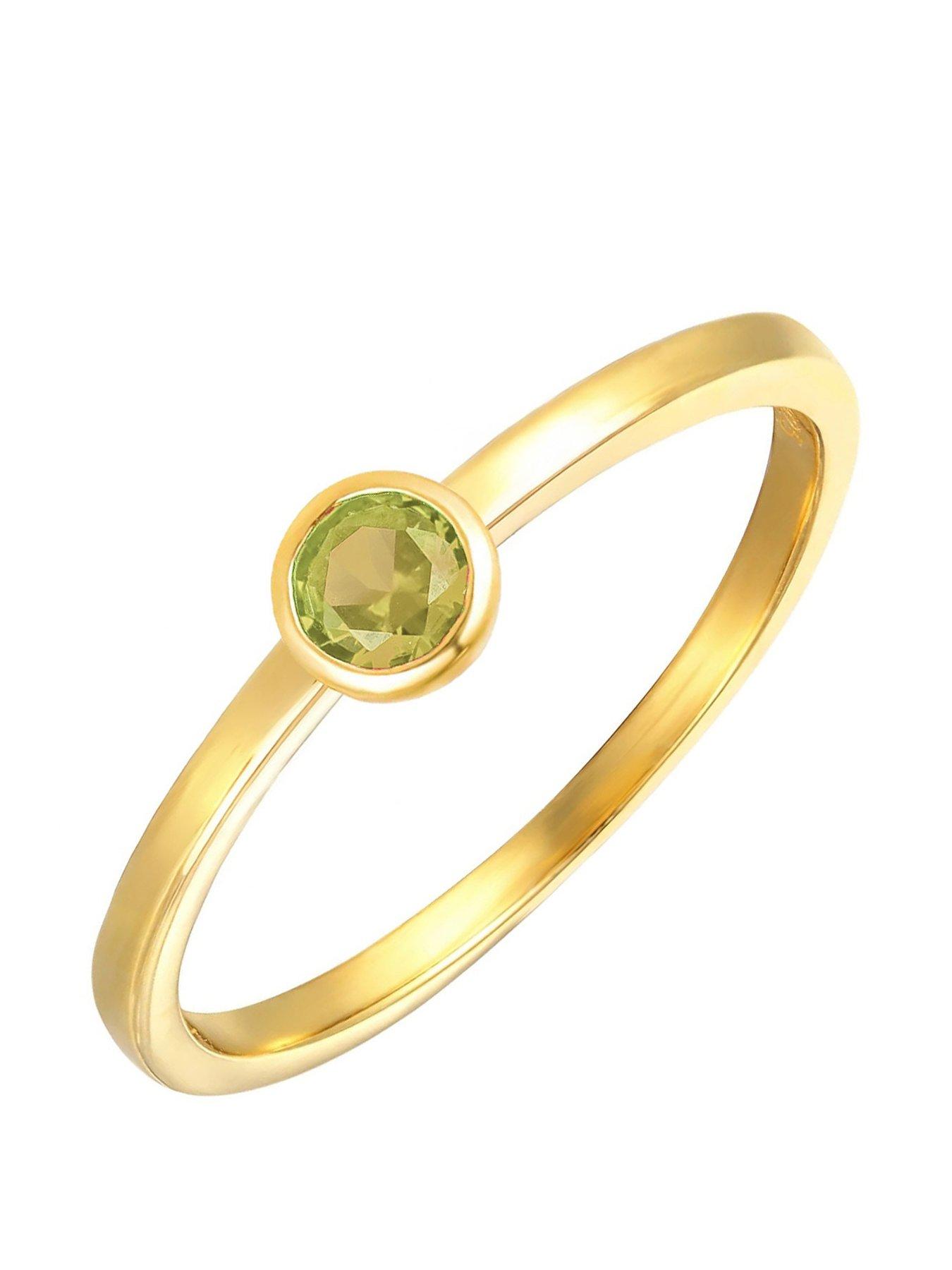 undefined Gold Plated Sterling Silver Birthstone CZ Rubover Ring