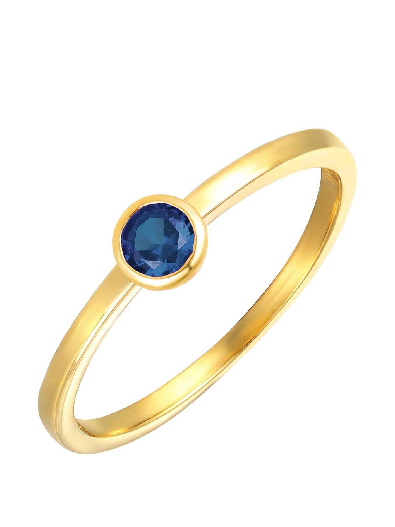 The Love Collection Gold Plated Sterling Silver Birthstone CZ Rubover Ring