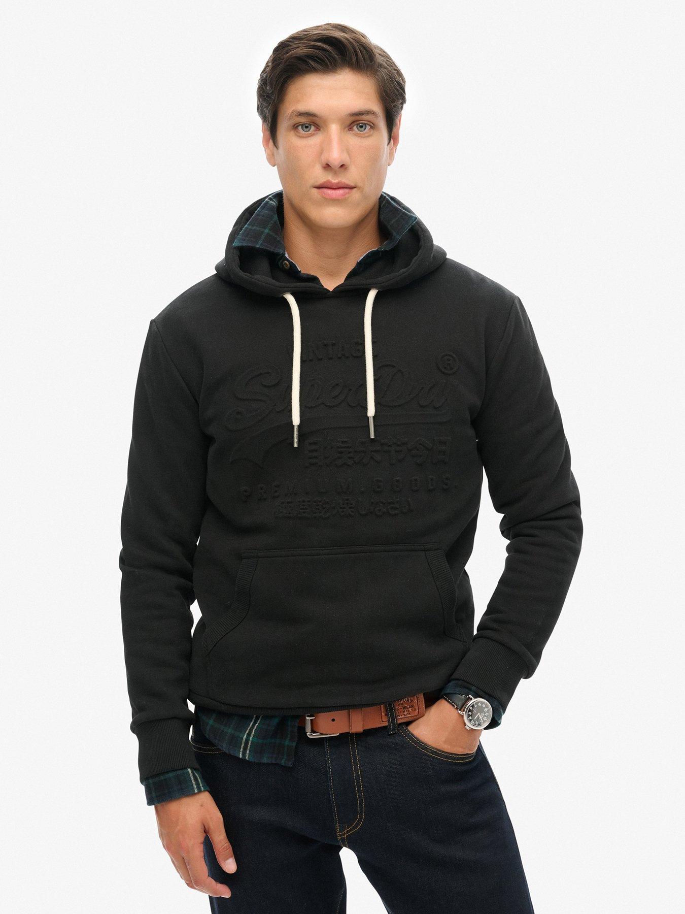 undefined Embossed Logo Pullover Hoodie - Black
