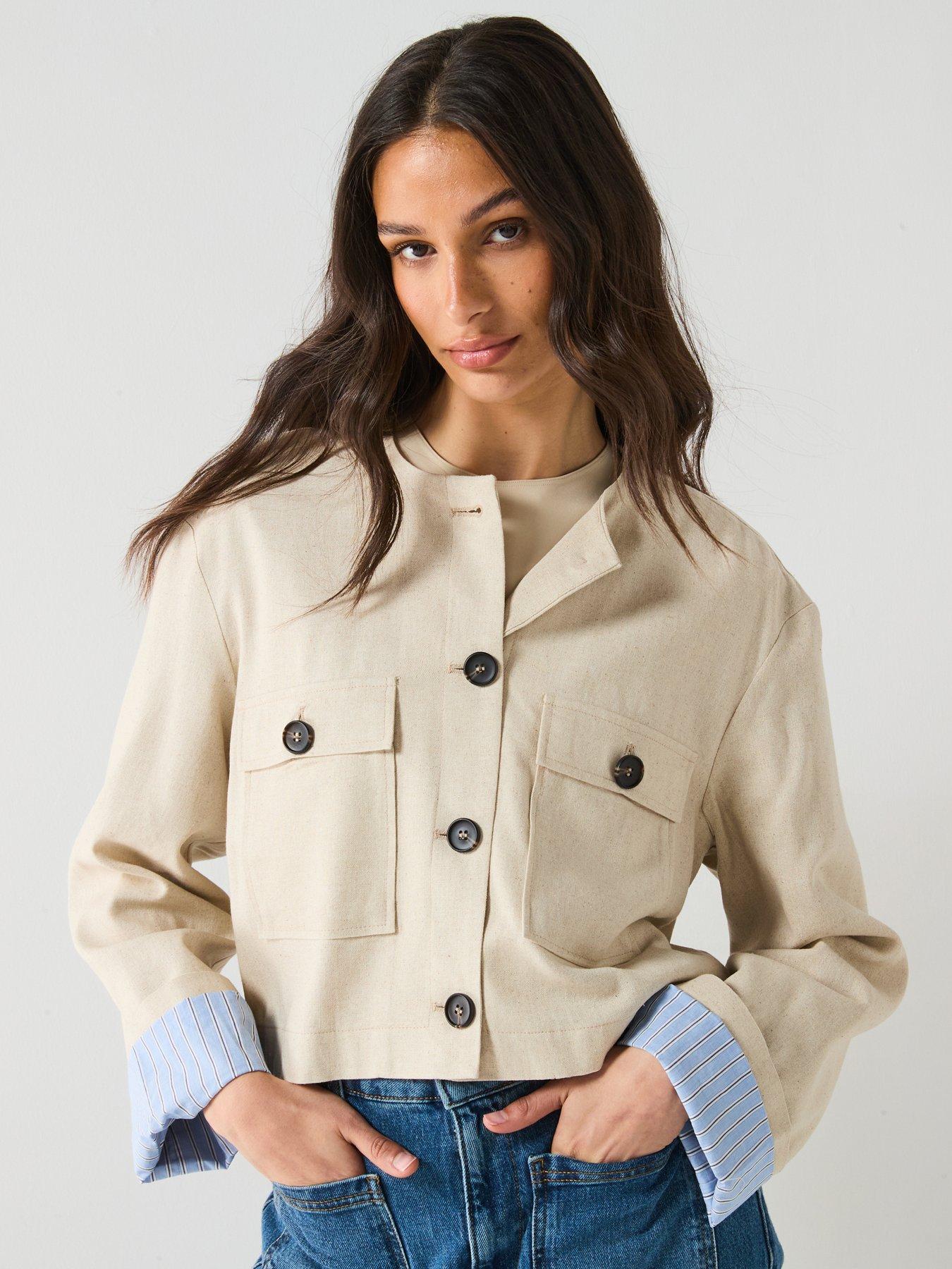 Only Pampa Long Sleeve Linen Jacket - Cream