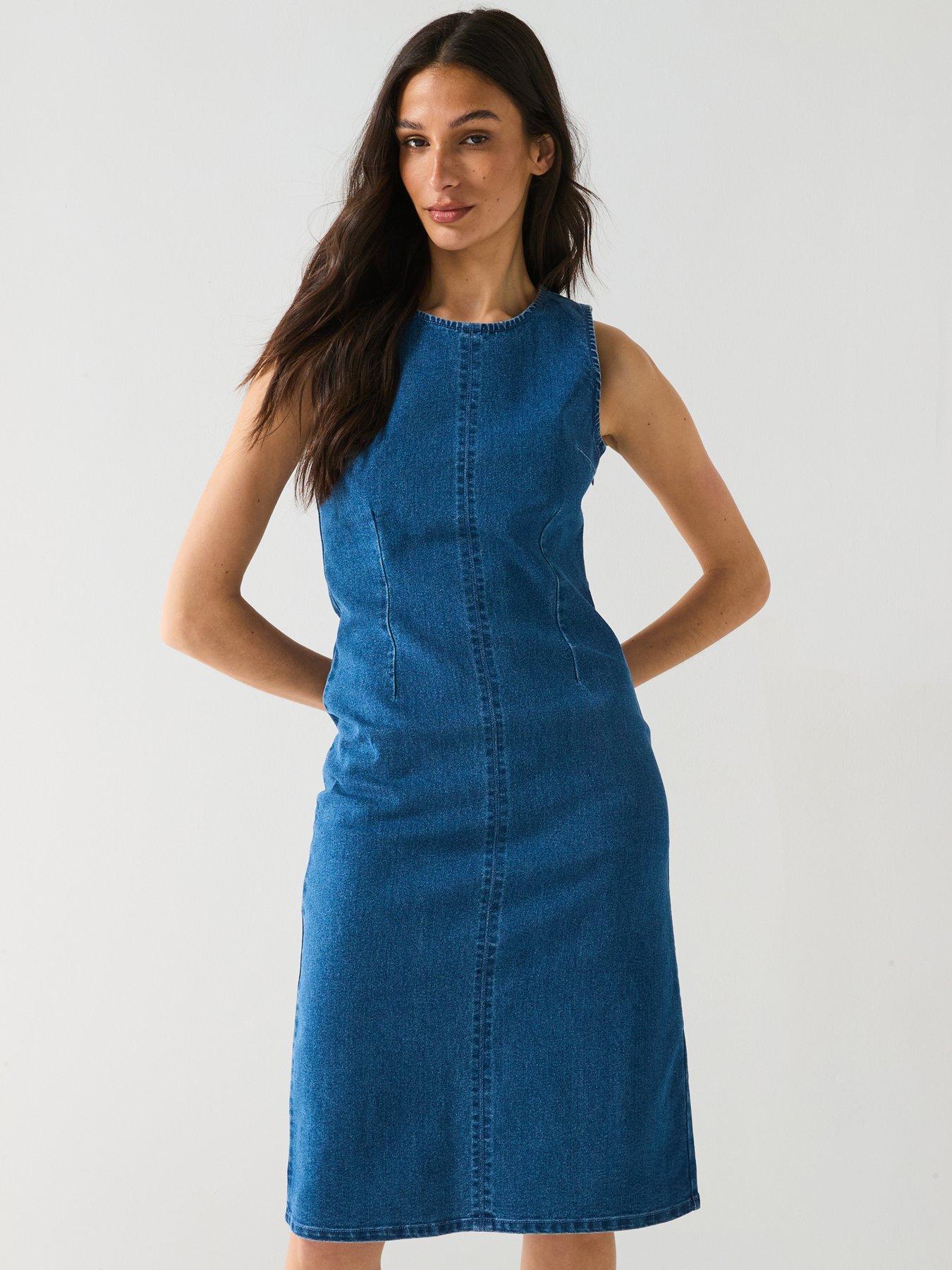 undefined Tiffany Sleeveless Denim Dress - Blue