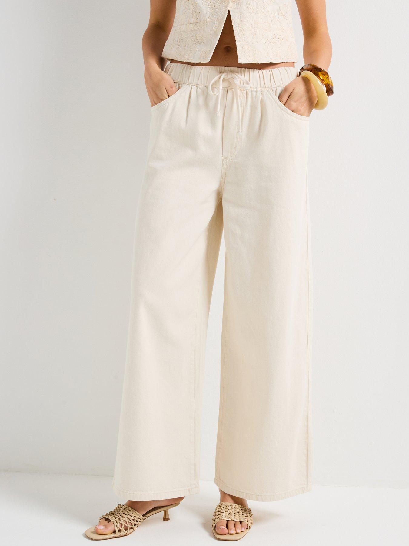 undefined Valeria String Straight Jeans - White