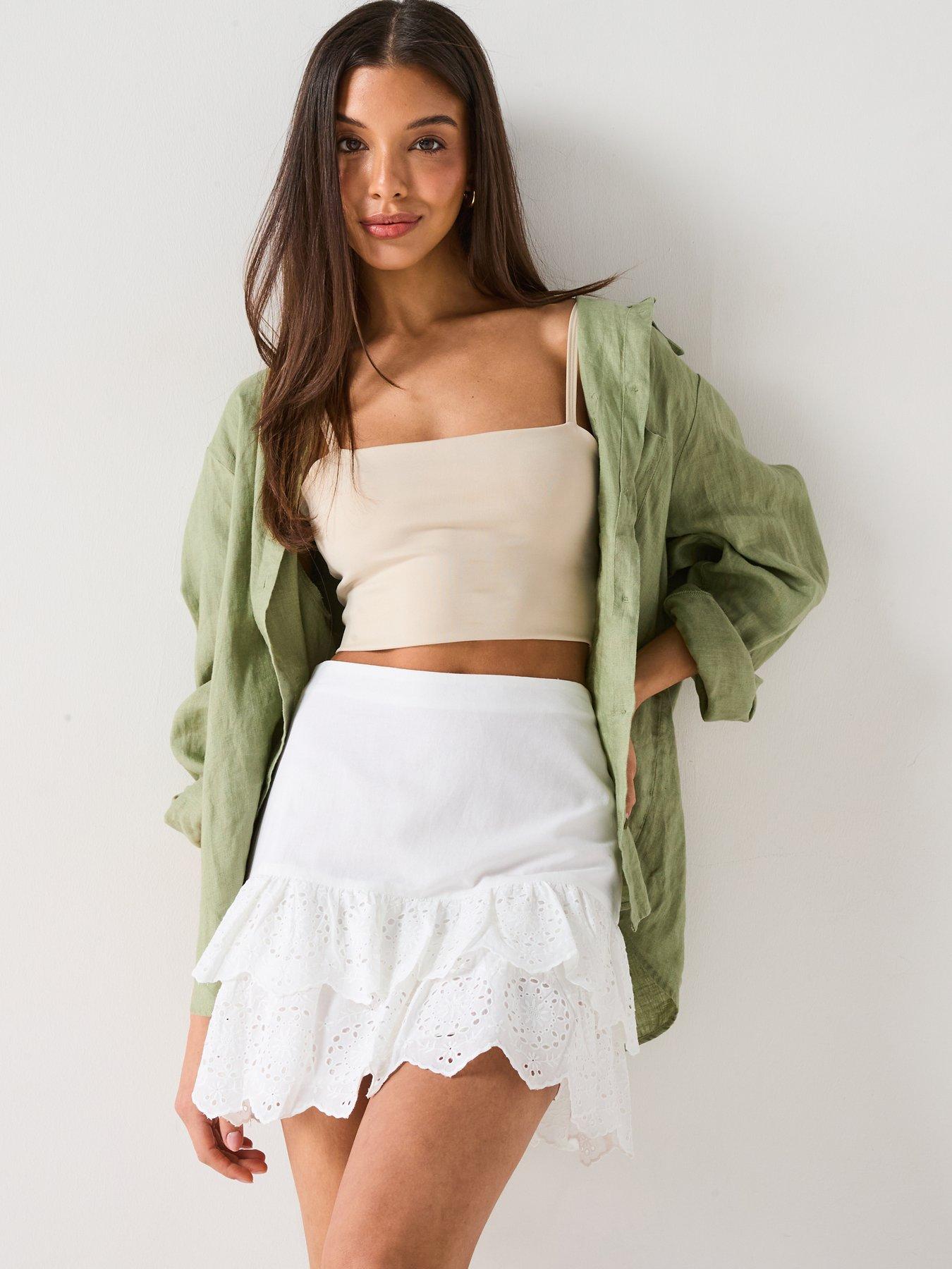 【Raucohouse】Elwyn layered skirt sweatpants Only Ellyn Mid Waist Layered Skirt - White | Very