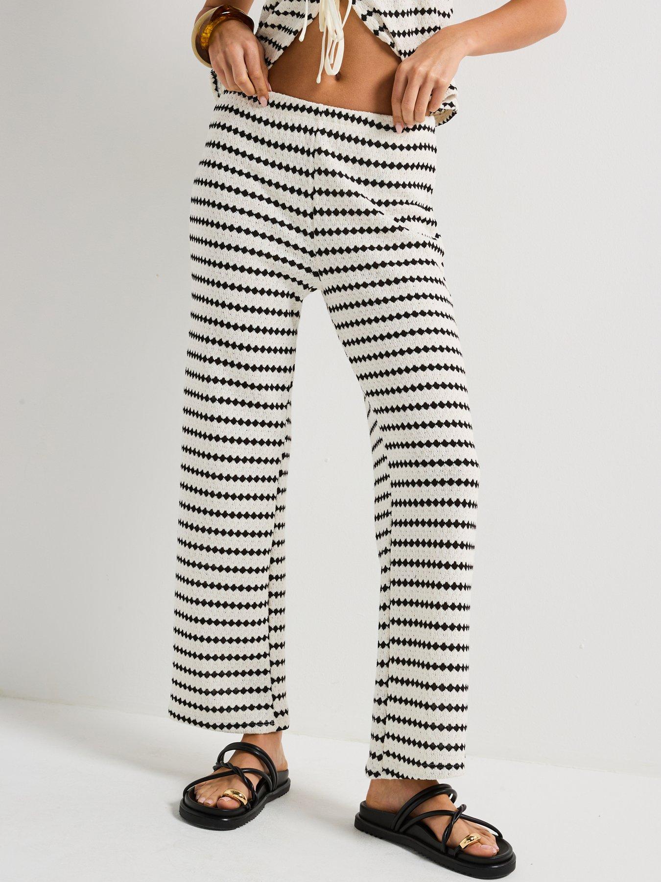 undefined Leva Stripe Wide Leg Pant - Black