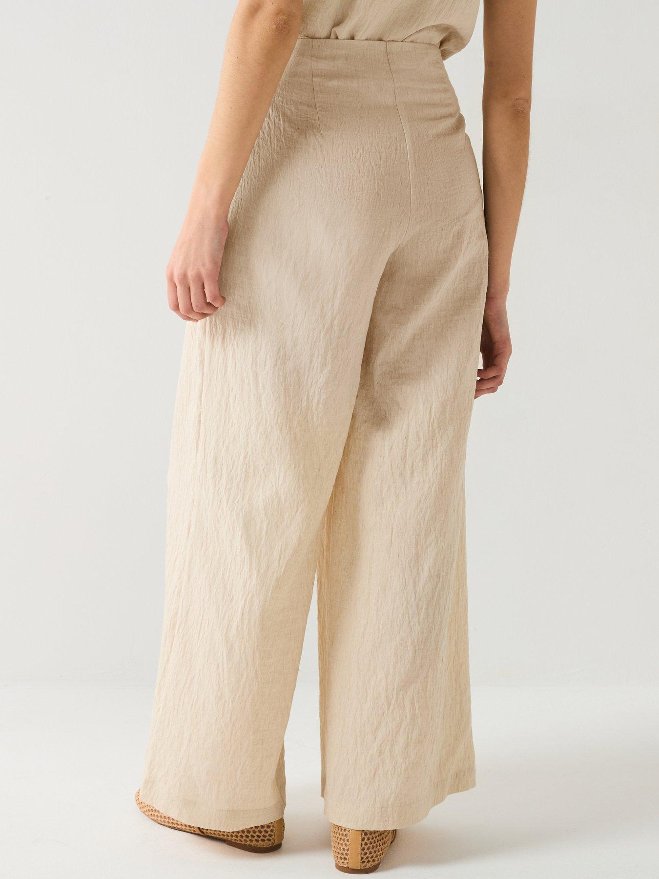 Image 2 of 5 of Vero Moda Fea Mid Waist Palazzo Pants - Beige