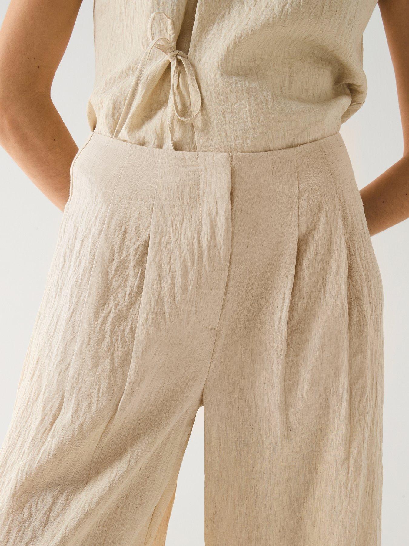 Image 4 of 5 of Vero Moda Fea Mid Waist Palazzo Pants - Beige