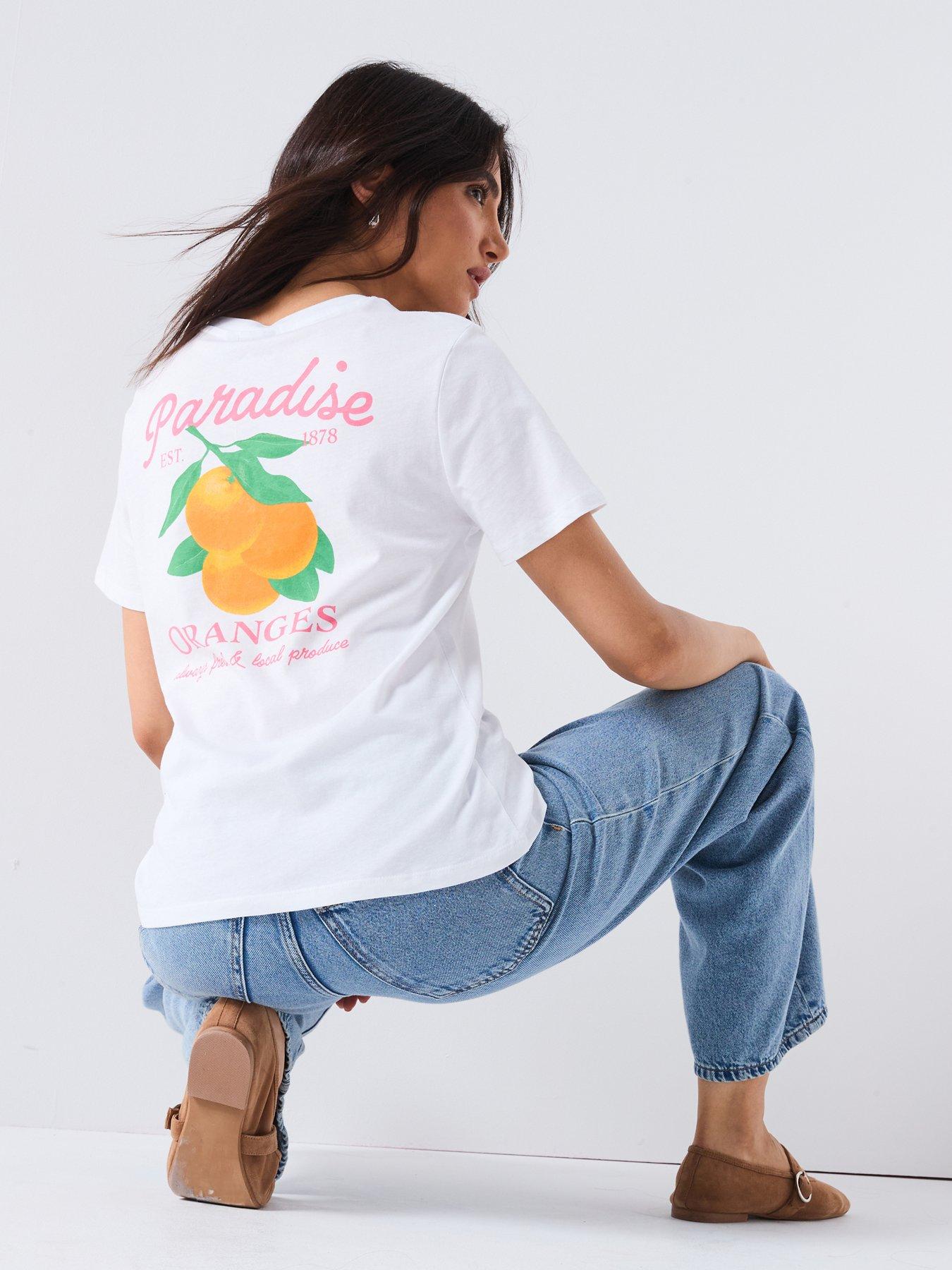 undefined Summer Short Sleeve Printed T-shirt  - White